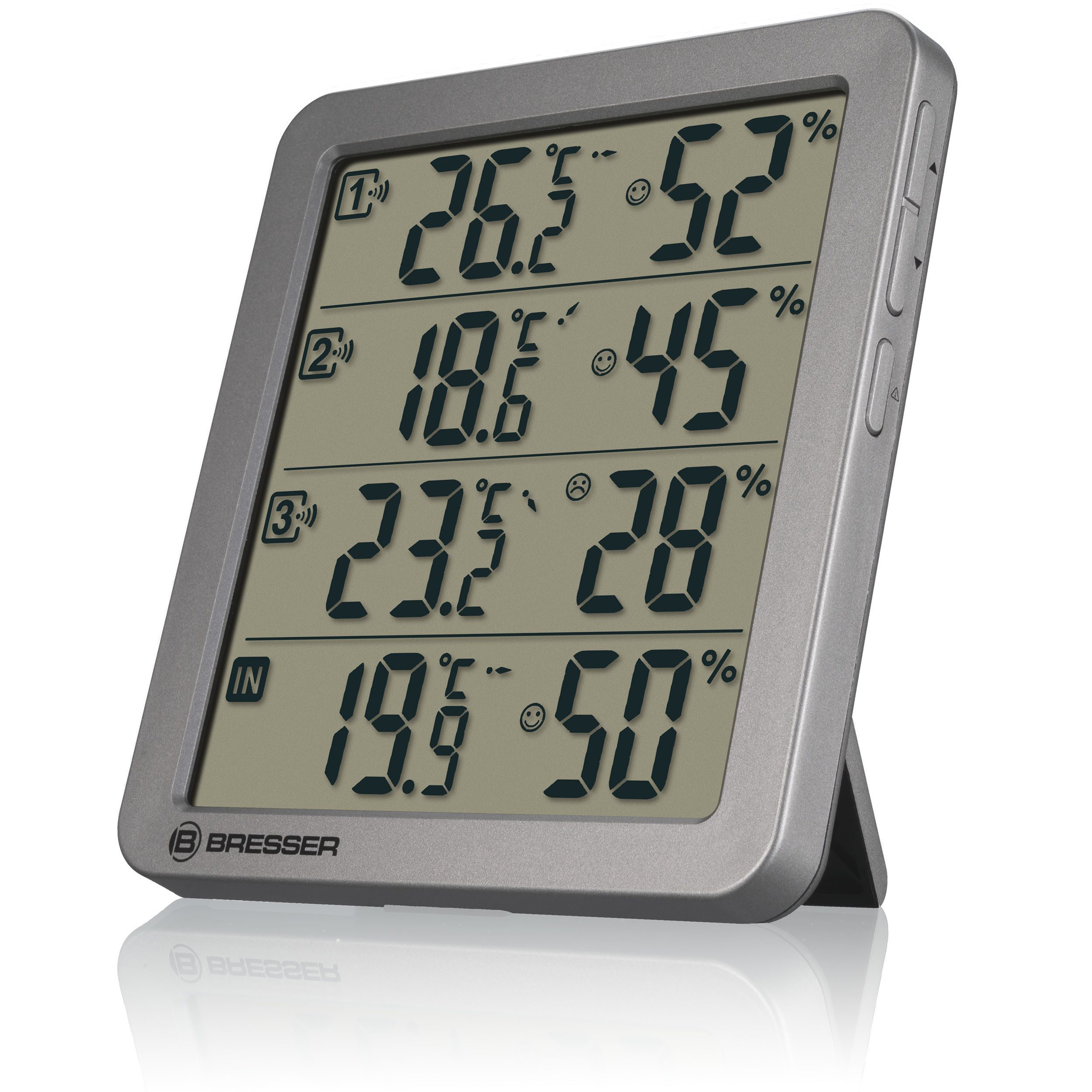 BRESSER Hygrometer BRESSER Quadro NV Thermo-Hygrometer grau