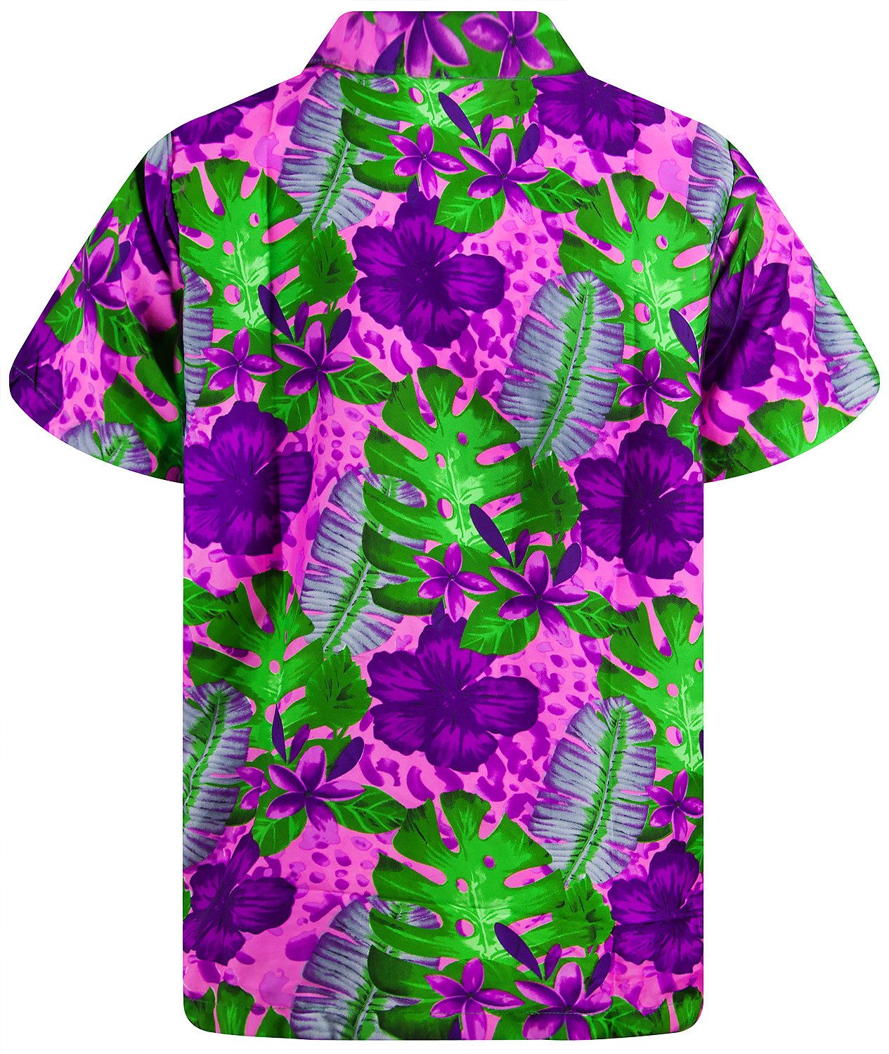 King Kameha Hawaiihemd Grün Lila Blume günstig online kaufen