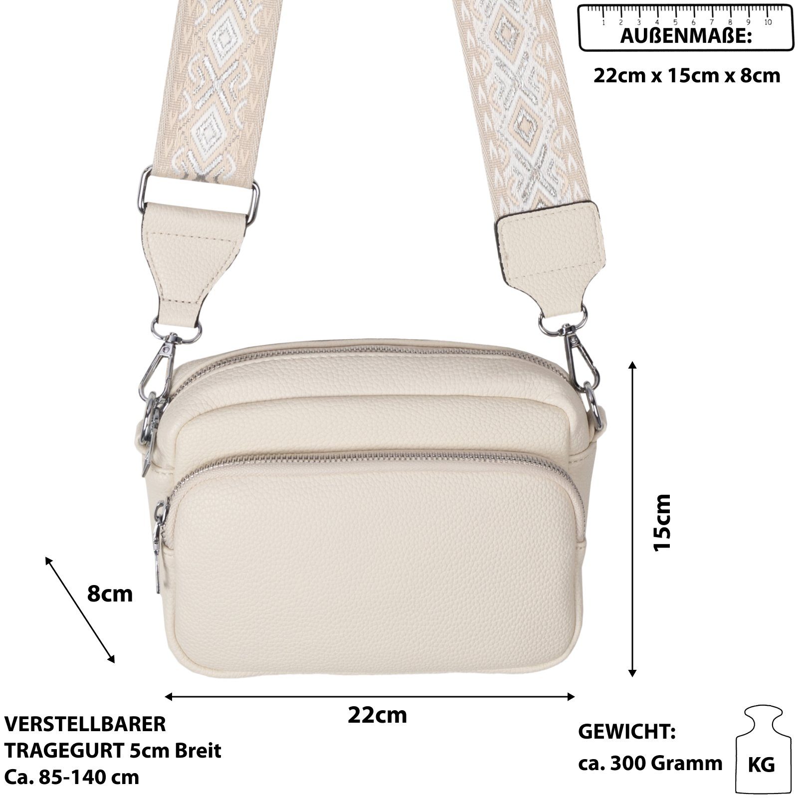 WHITE Bauchtasche Italy-D, CrossOver, Kunstleder Hüfttasche Schultertasche, OFF Crossbody-Bag als Umhängetasche Umhängetasche EAAKIE tragbar Gürteltasche