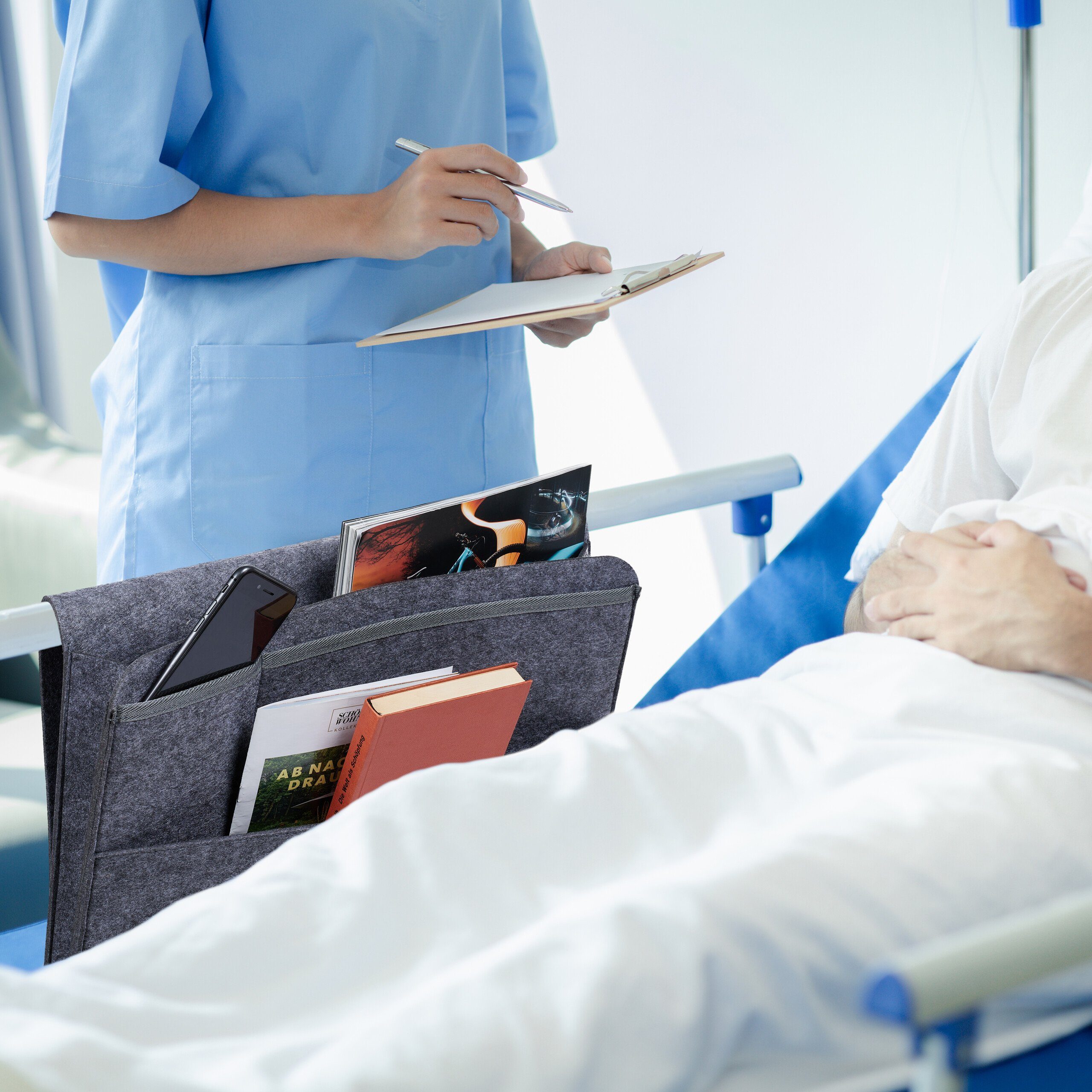 relaxdays Betttasche mit 4 Fächern 2er Set