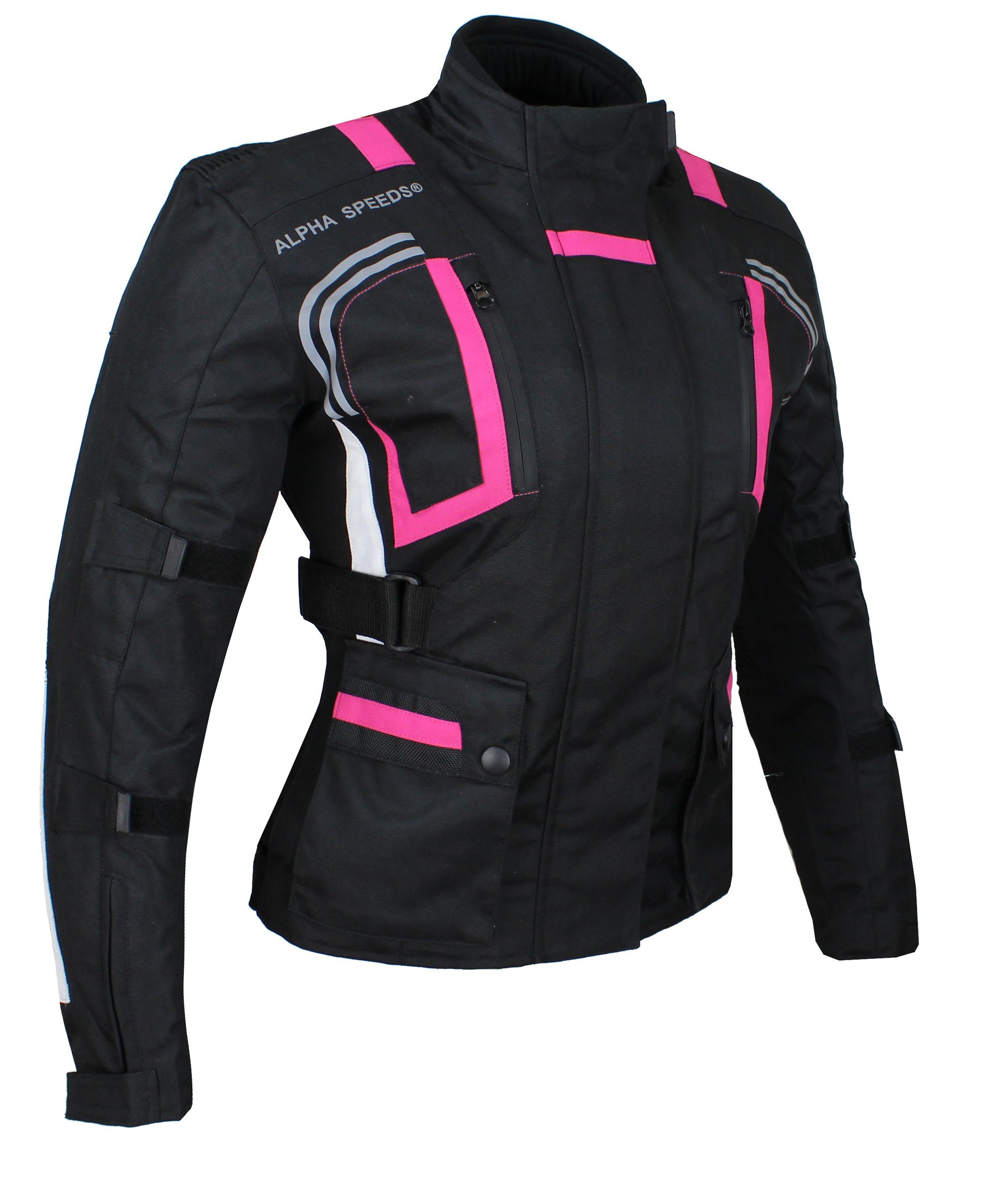 Alpha Speeds Motorradjacke Damen Motorrad Textil Jacke Biker wasserdicht  Jacke mit Protektoren Innenjacke ist trennbar: All Season, reflektierendes  Material, SLIM, Pink