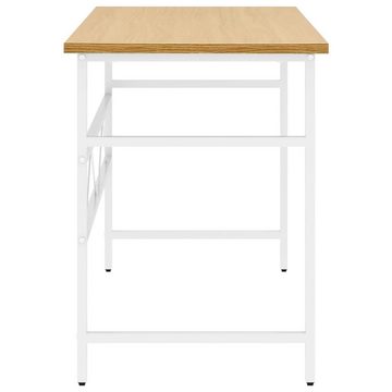 vidaXL Schreibtisch Computertisch Weiß und Eiche Hell 105x55x72 cm MDF und Metall