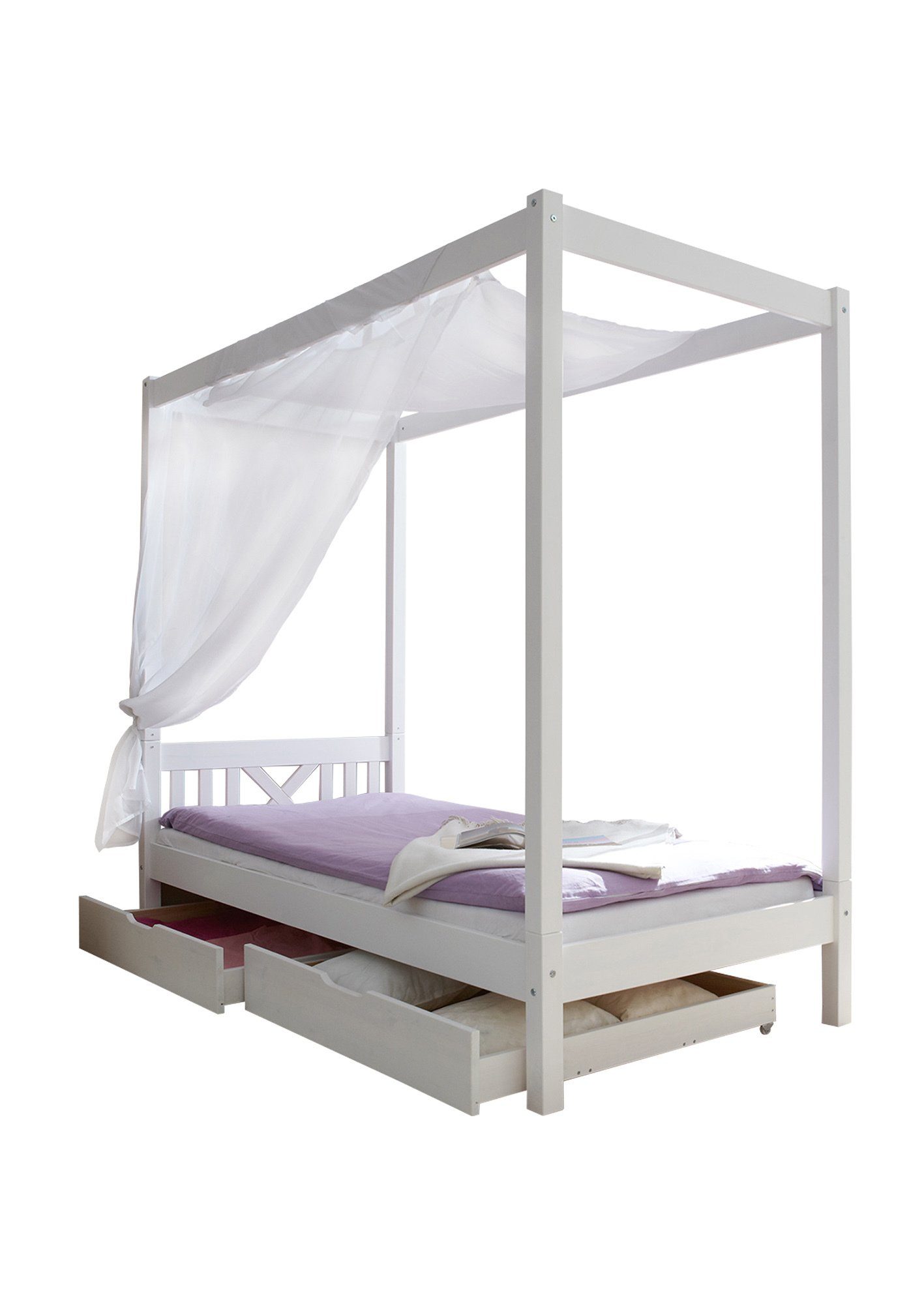 Ticaa Himmelbett Himmelbett Einzelbett LaLuna Kiefer