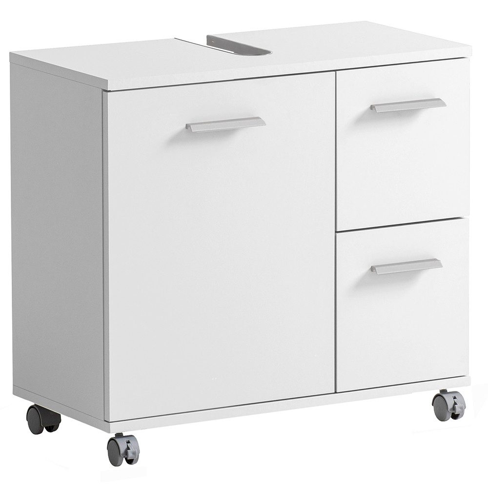 Lomadox Badmöbel-Set PROVIDENCE-80, (Spar-Set, 5-St., Hochschrank Spiegelschrank Waschbeckenschrank Badregal Midischrank), Badezimmer in weiß matt, modern, Made in Germany