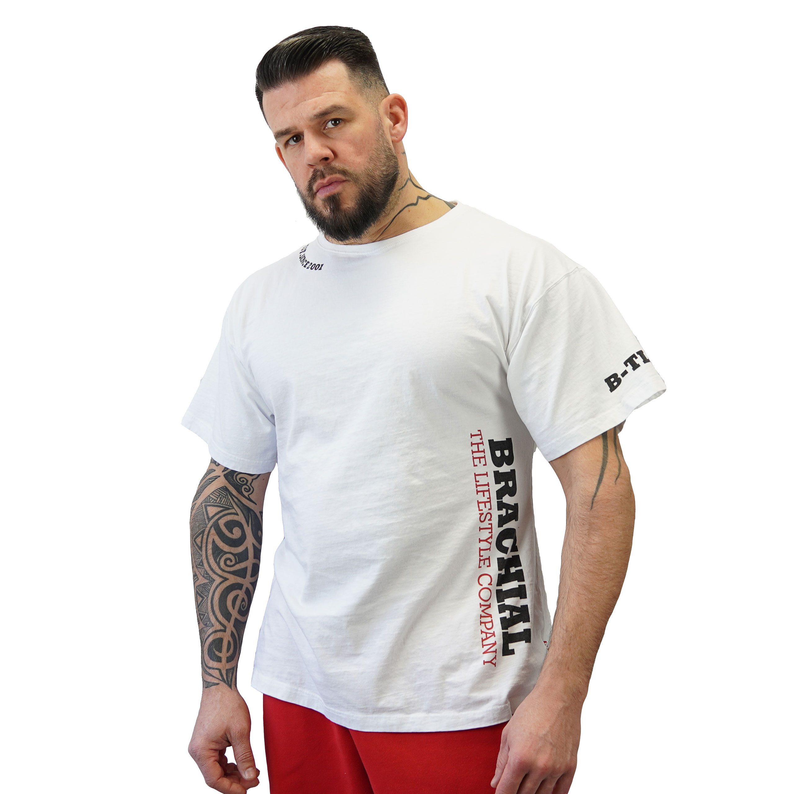 BRACHIAL THE LIFESTYLE COMPANY T-Shirt Brachial T-Shirt "Gym" weiß/schwarz günstig online kaufen