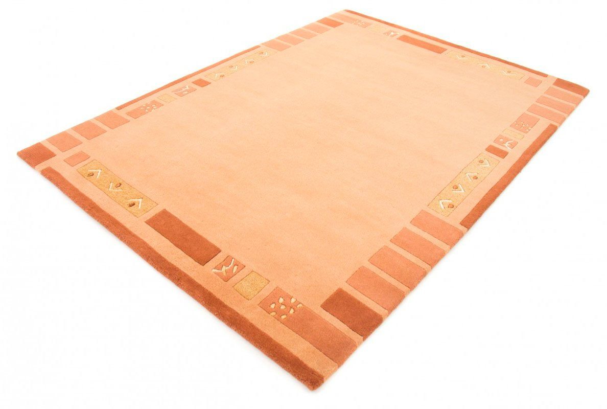 rechteckig, Jaipur, reine carpetfine, Wohnzimmer handgeknüpft, 20 Höhe: Wollteppich Wolle, Nepal mm, orange