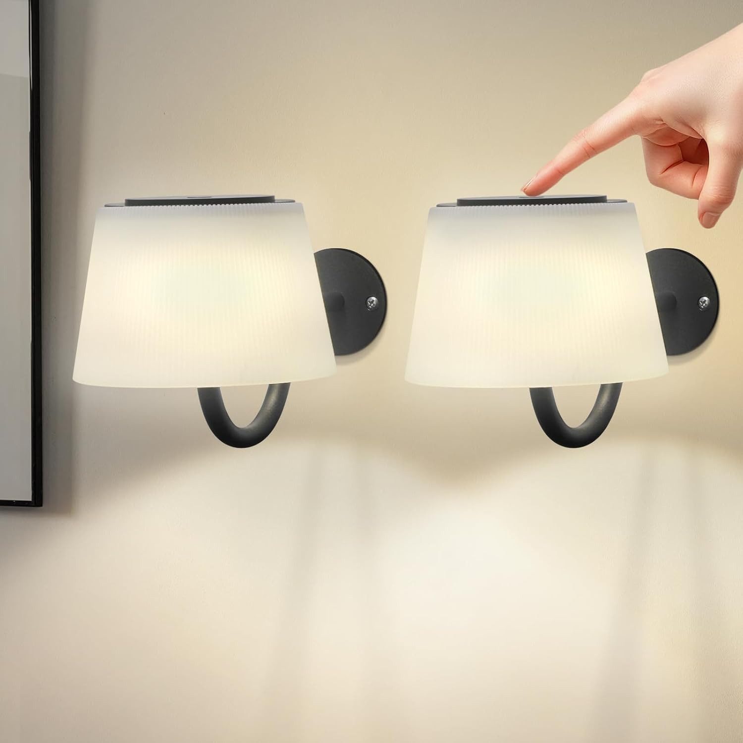 Nettlife Wandleuchte LED Kabellos Dimmbar Fernbedienung 3 Farbmodi Schwarz, Dimmbar, LED fest integriert, für Flur Schlafzimmer Wohnzimmer Treppe