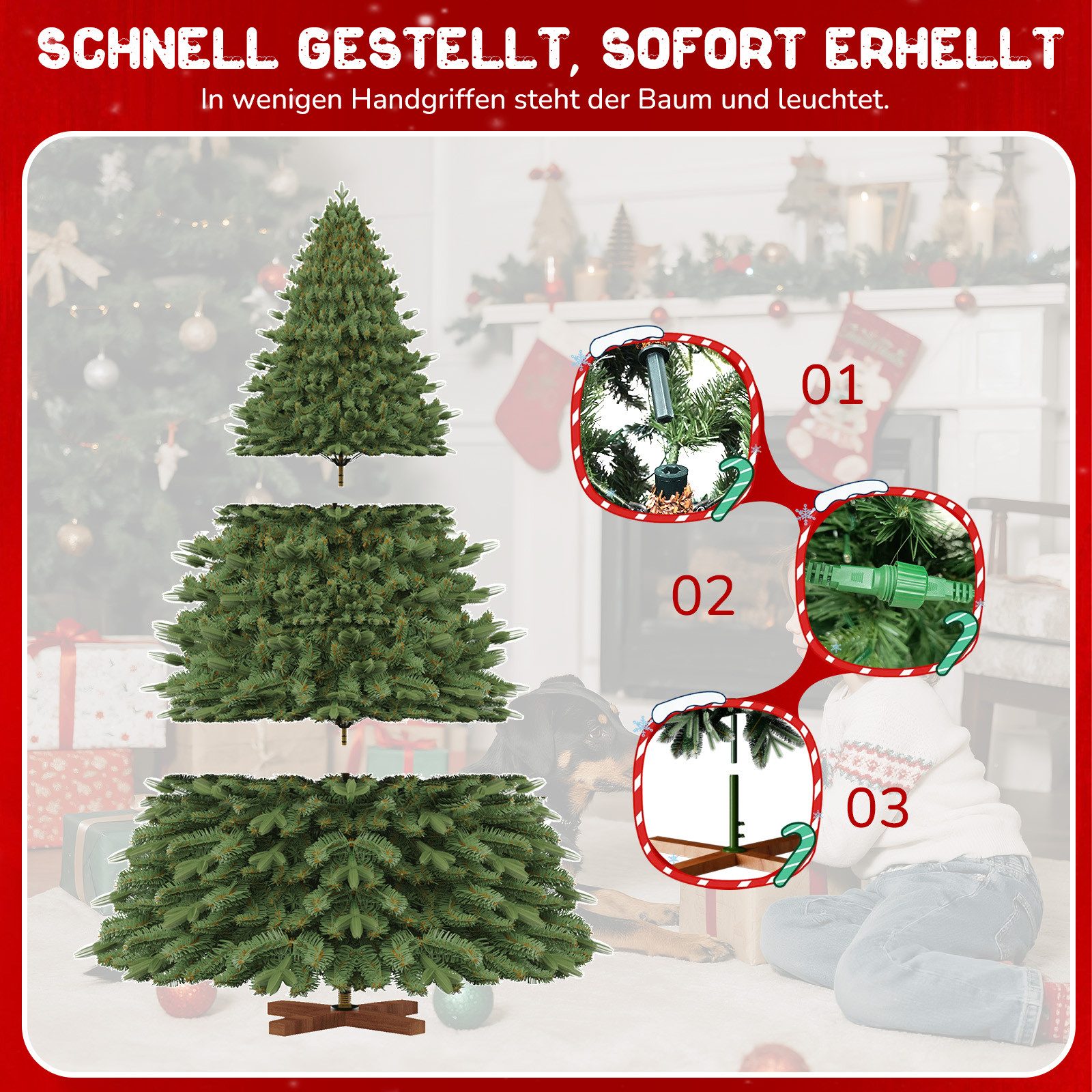 Ferghana Künstlicher Weihnachtsbaum 150/180/210/250CM mit 100/150/200/250LE günstig online kaufen