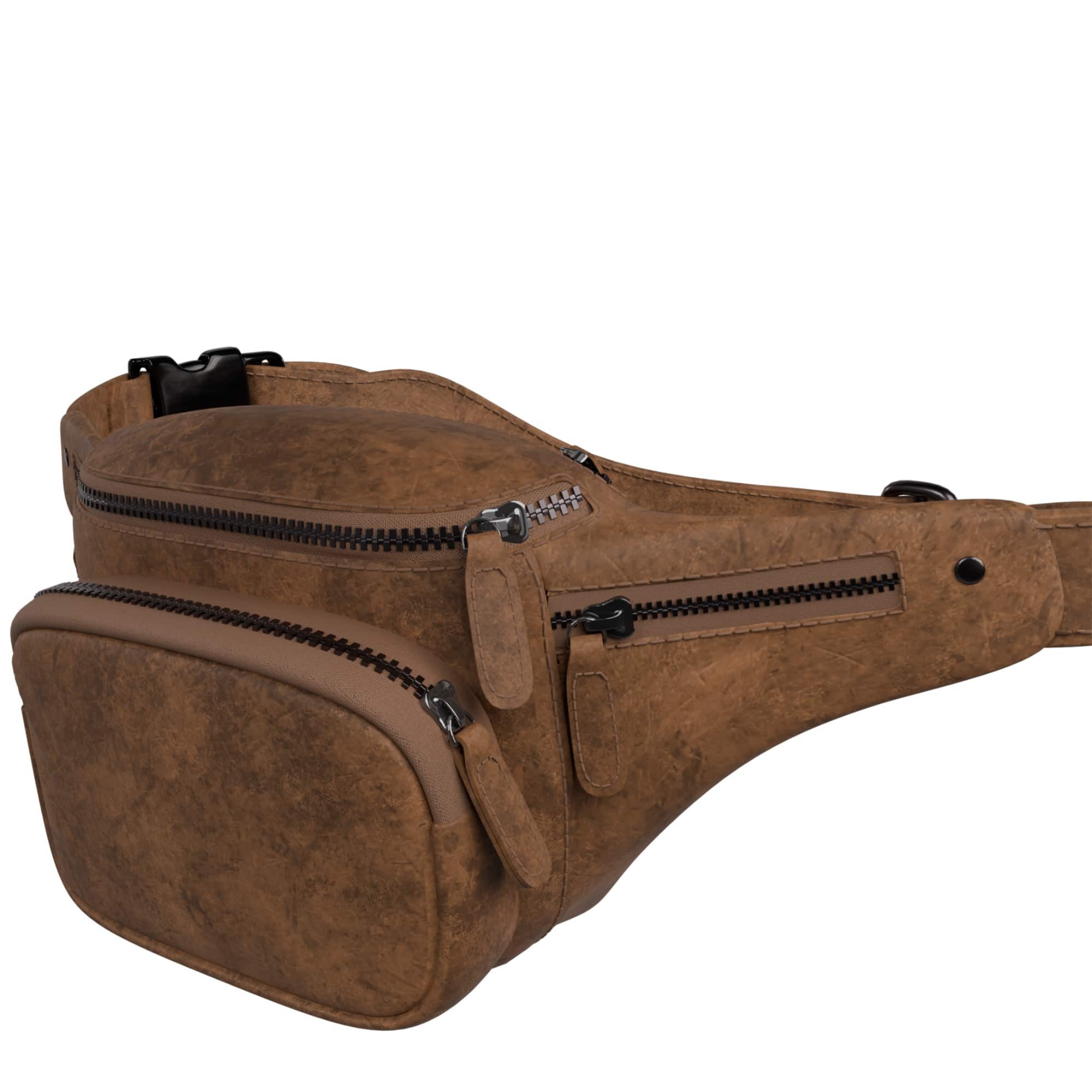 Henkeltasche Herren Vintage Gürteltsche aus Leder Bauch Hüft Crossbody Tasche 30654