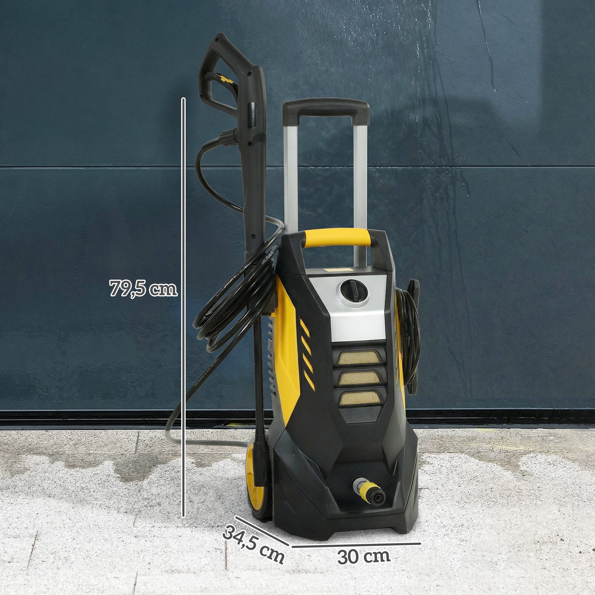 Outsunny Hochdruckreiniger mit Aluminiumpumpe, 135 bar Maximaldruck, 1800W Leistung, 540 L/h, Druck max: 135 bar, 1800 W, Fördermenge max: 540 l/h, (Druckreiniger, 1 tlg., pressure washer), für Auto Terrasse Garten