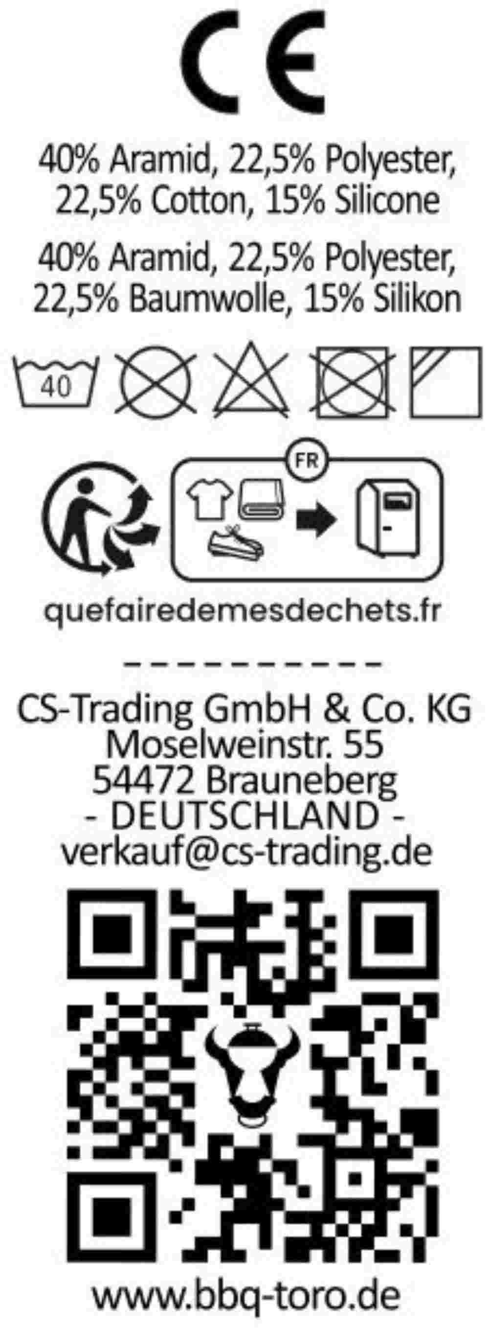 BBQ-Toro Hitzeschutzhandschuhe Grillhandschuhe (2 Stk), hitzebeständig + feuerfest, bis 800°C