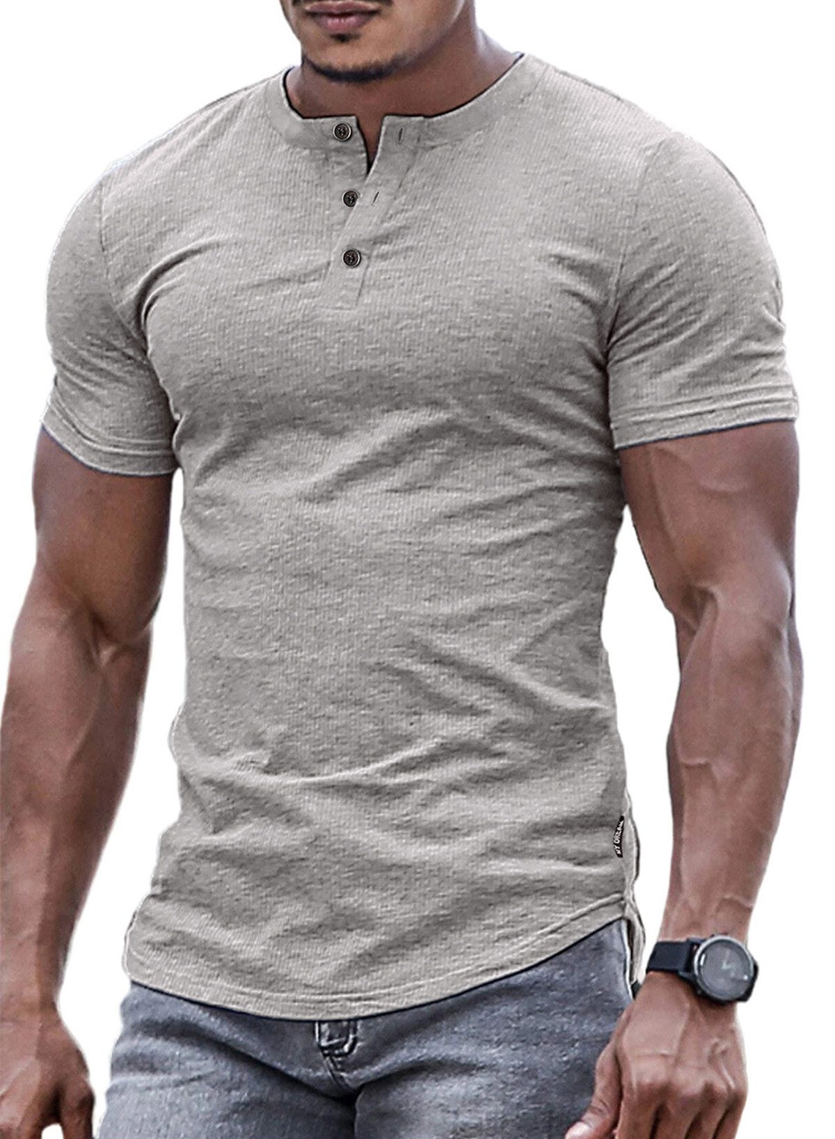 JMIERR T-Shirt T-Shirts für Herren Henley günstig online kaufen