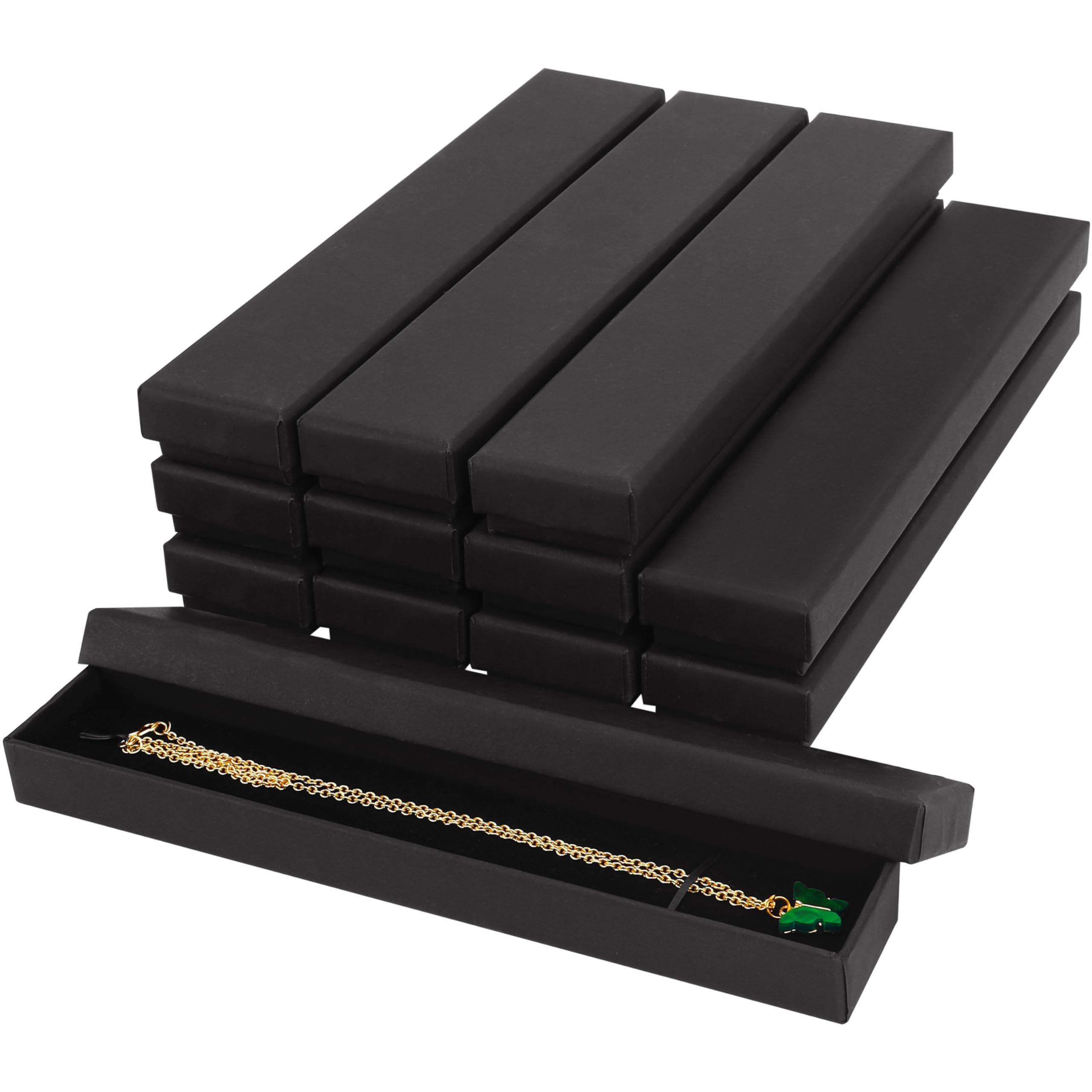 Kurtzy Geschenkbox Schwarze Schmuckboxen (12 Stück) - 21 x 4 x 2 cm (12 St)