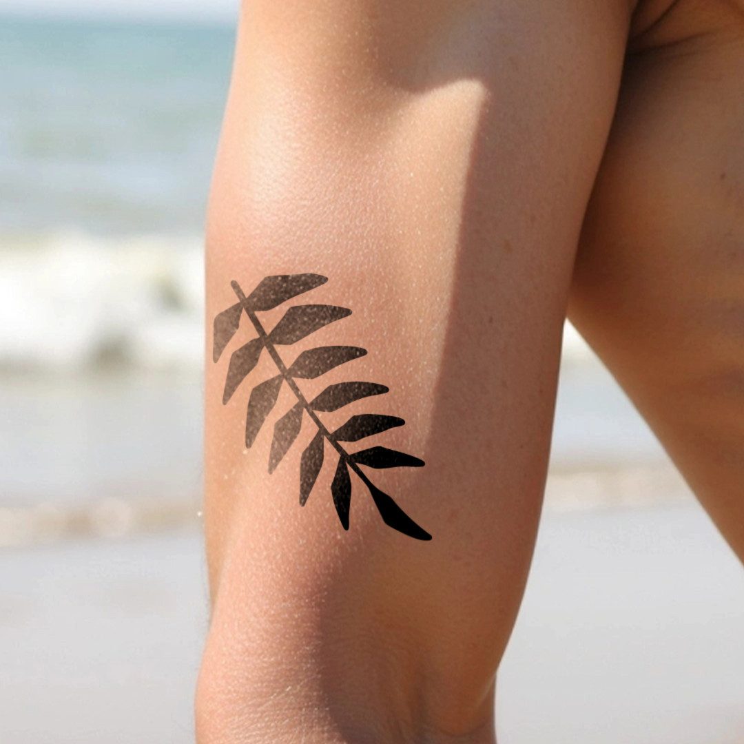 Inkster Schmuck-Tattoo große Blätter Tattoo, wasserfestes temporäres Tattoo, 2 Wochen Halt