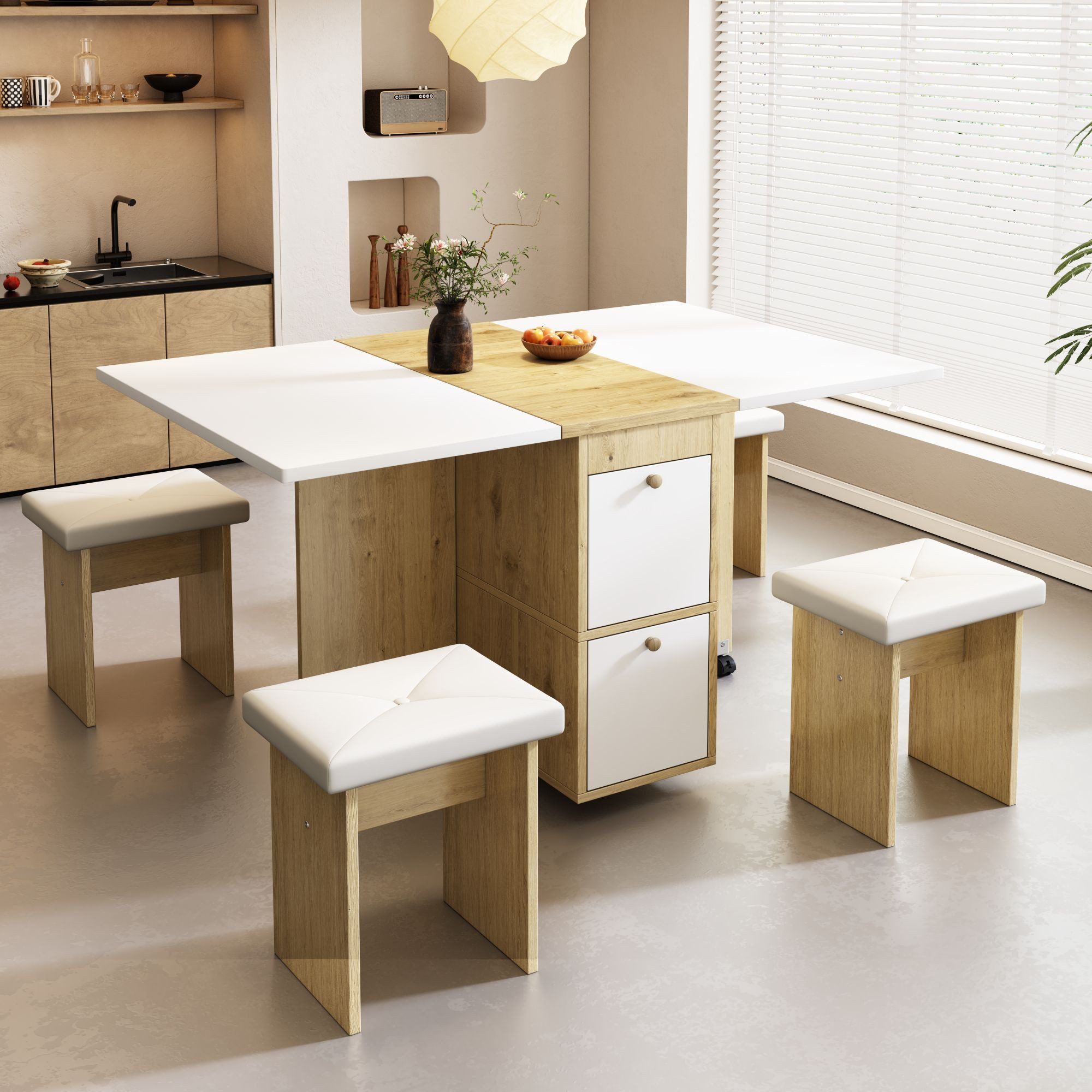 KLAM HOME Essgruppe Esstisch-Set Klappbarer Tisch günstig online kaufen