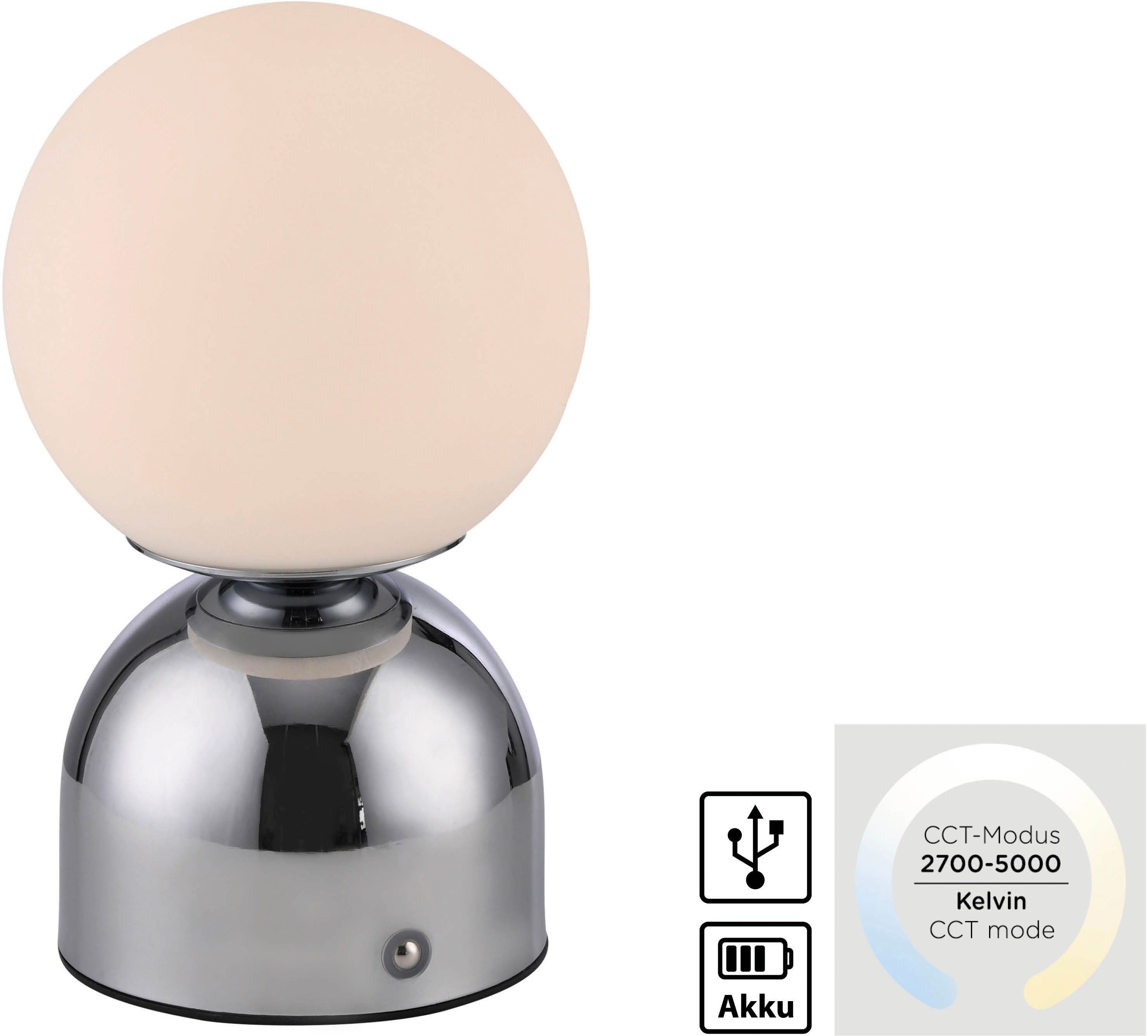 SCHÖNER WOHNEN-Kollektion LED Tischleuchte RUDI, Farbsteuerung, LED fest integriert, warmweiß - kaltweiß, SCHÖNER WOHNEN Kollektion, CCT 3000-6000K, Touchdimmer, Memoryfunktion