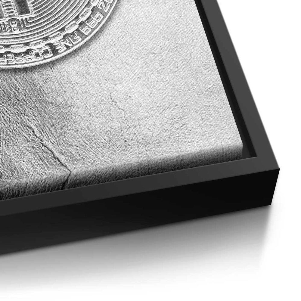 Leinwandbild, - Rahmen Silber Motivation Bitcoin Leinwandbild ohne Premium Trading - DOTCOMCANVAS® Crypto - -