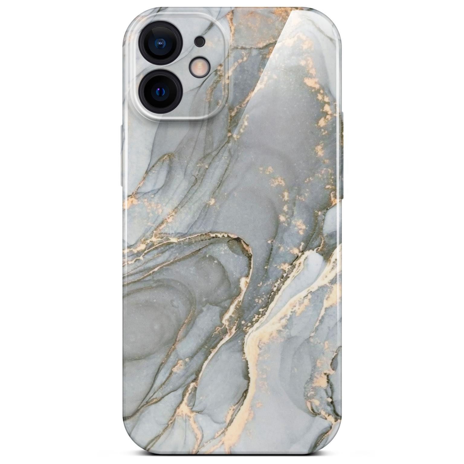 ONEFLOW Handyhülle für iPhone 12 Hülle Marmor Bliss Cover Grau Gold 6,1 Zoll, Handy Schutz Backcover Handytasche Case Schutzhülle mit Kameraschutz