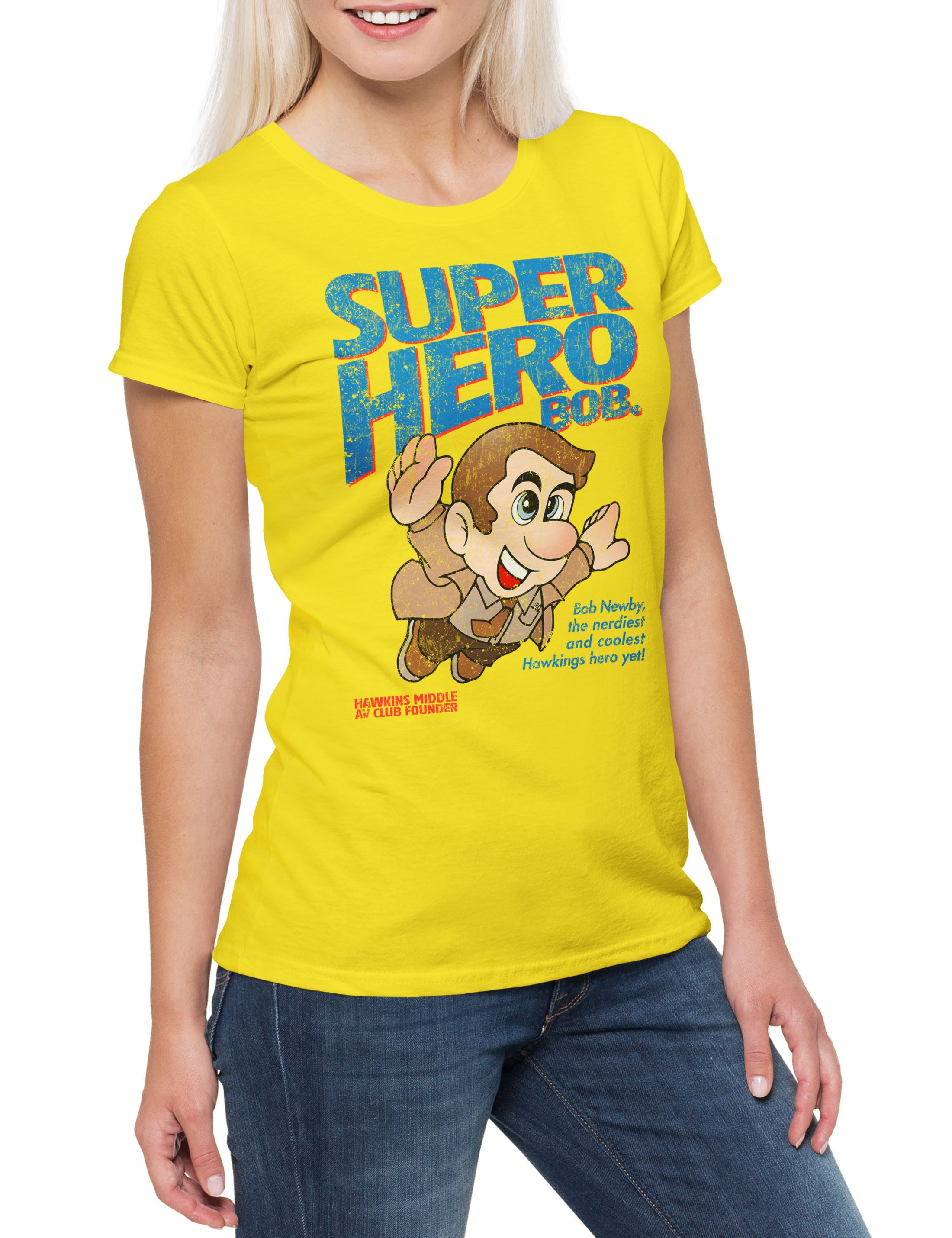 Print-Shirt Super Hero Bob Damen T-Shirt Stranger Logo Mannschaft Things 80s