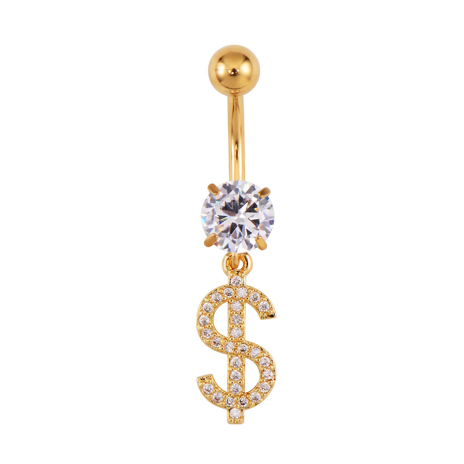 Karisma Schmuck Bauchnabelpiercing Edelstahl Nabel Piercing Stecker Anhänger Dollar $ HB574
