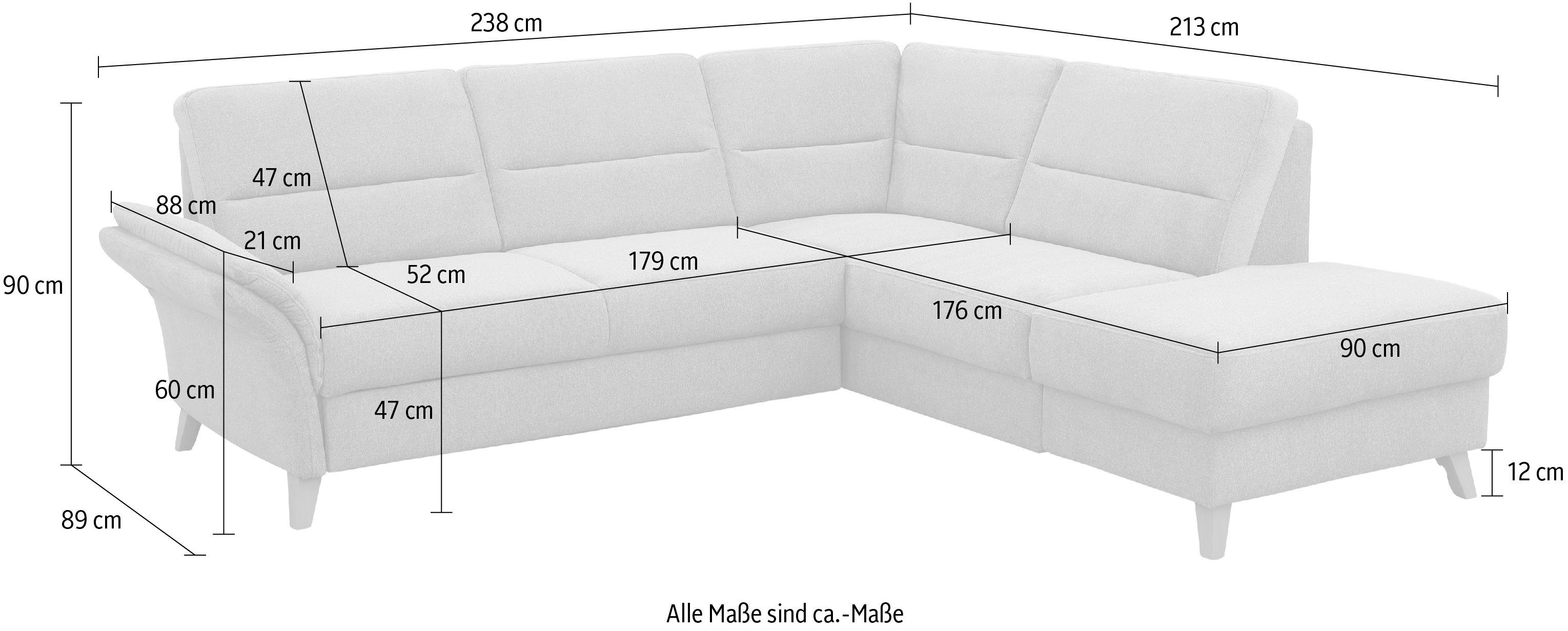 Home affaire Ecksofa Westerland, Bettfunktion, wahlweise Bettkasten mit Federkern-Polsterung