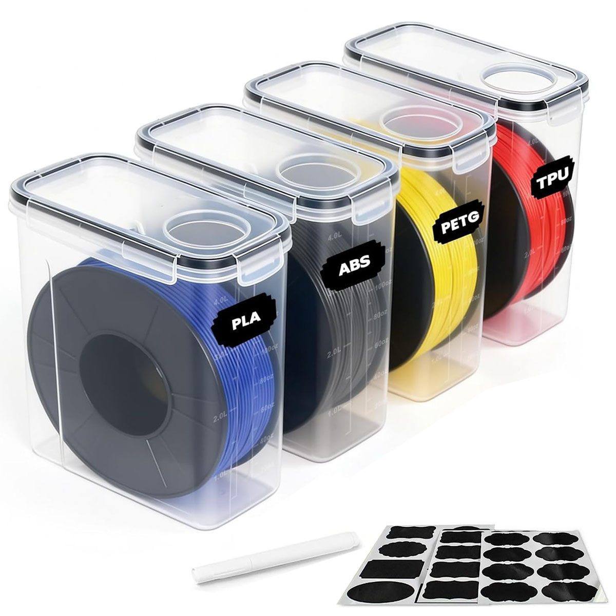 SURFOU Filament 3D Drucker Zubehör Filament Aufbewahrungsbox 4 Pack Filament Box