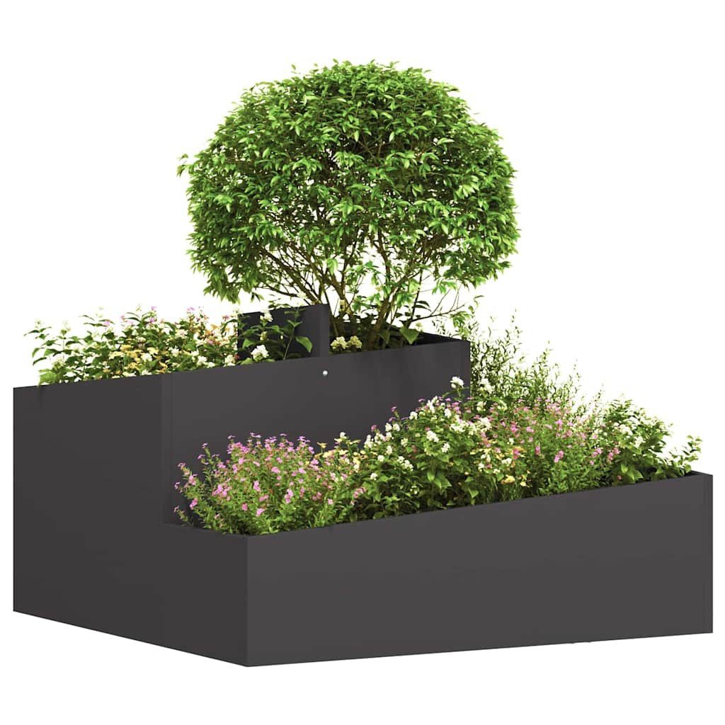 vidaXL Blumentopf Garten-Pflanzgefäß Schwarz 80 x 80 x 50 cm Kaltgewalzter Stahl (1 St)