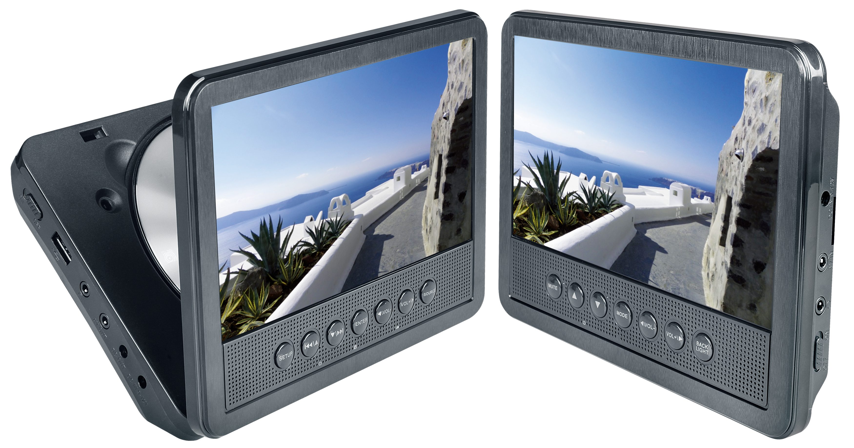 DVD-Player LCD Monitor 12 incl. mit DVD-Player Monitor Volt-Adapter) USB, + extra Kopfhörer-Ausgang, Reflexion (Auto DVD-Player DVD7052