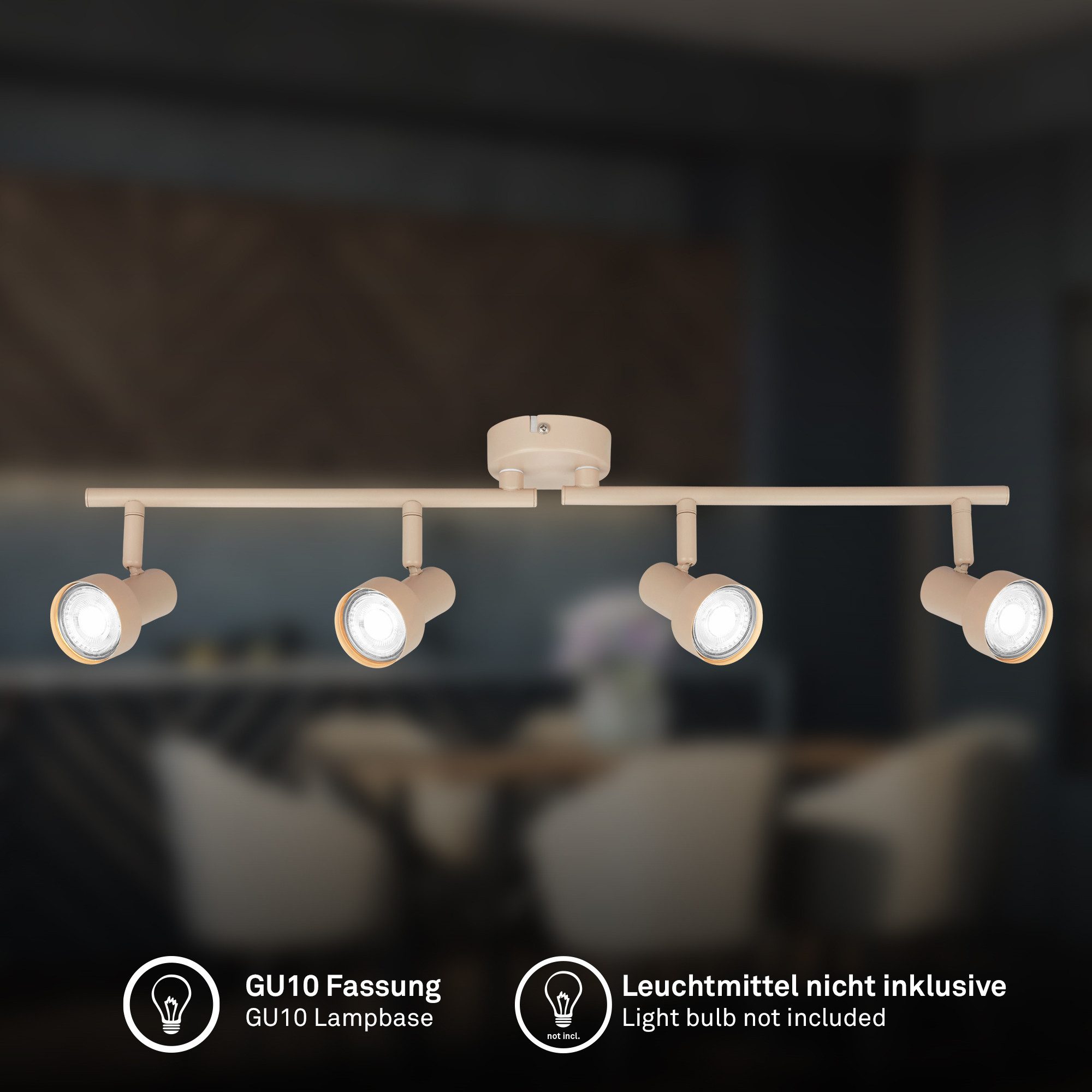Briloner Leuchten Deckenspot LED Wandlampe Innen Wohnzimmer GU10, exkl. Leuchtmittel, ohne Leuchtmittel, 2700K - Extra - Warmweiß, Wandlampe, 12x8x12,3cm, Schwarz, max.40W, GU10, Innen, Wohnzimmer