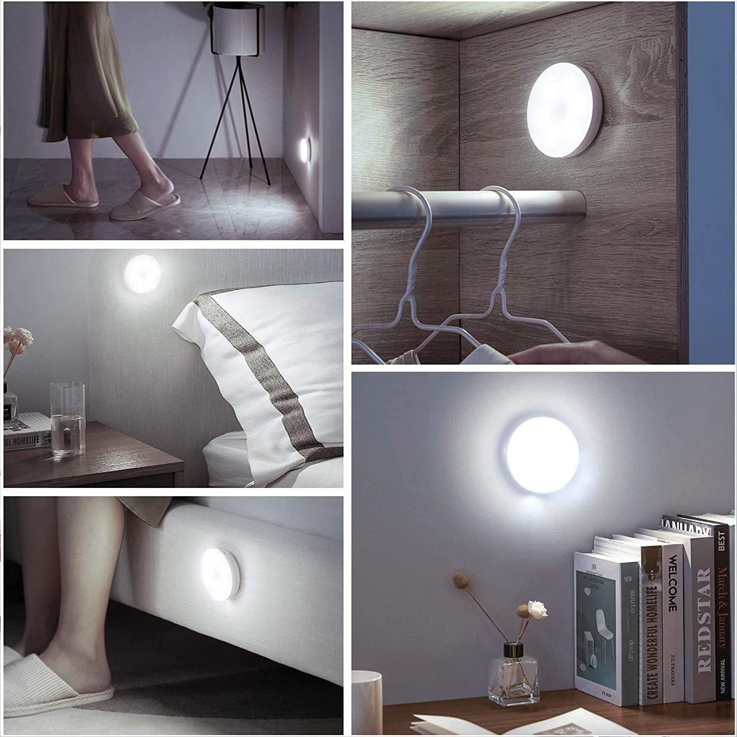 Automatische Bewegungsmelder, Treppen LED Nachtlicht,mit Bedee Weiß, Wandlampe, Kinderzimmer Schlafzimmer Nachtlicht Beleuchtung, Flur Stick-On Kaltes Wandleuchte für LED