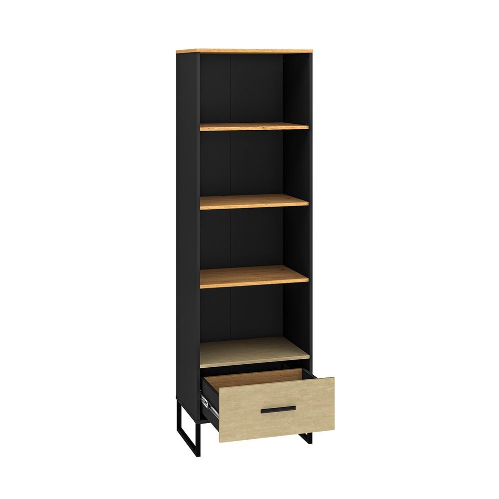 Lomadox Regal CASPER-131, schwarz, Eiche, sandfarben, ca. 60/190/40cm günstig online kaufen