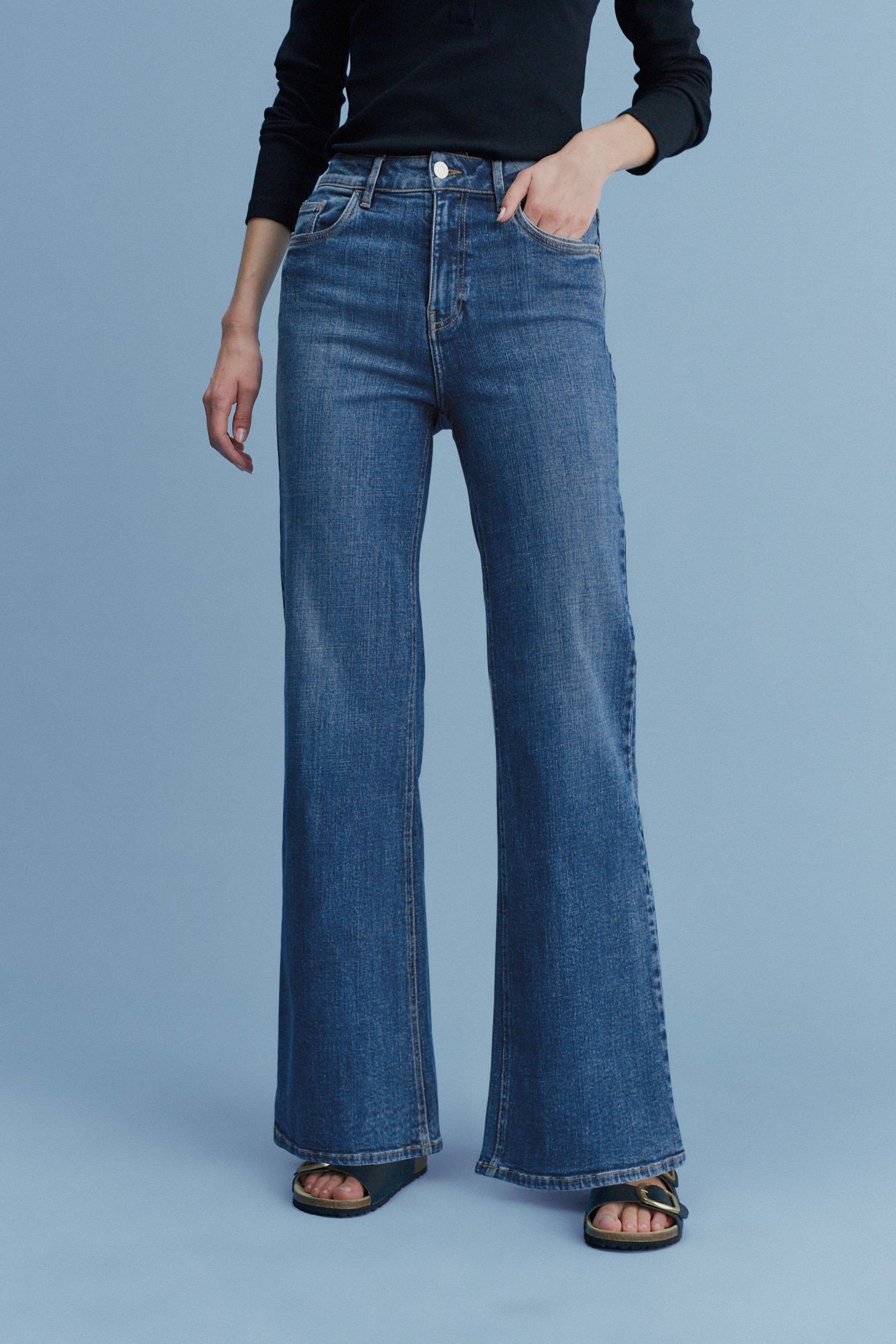 Next Weit Weite geschnittene Blue Jeans (1-tlg) Jeans Mid