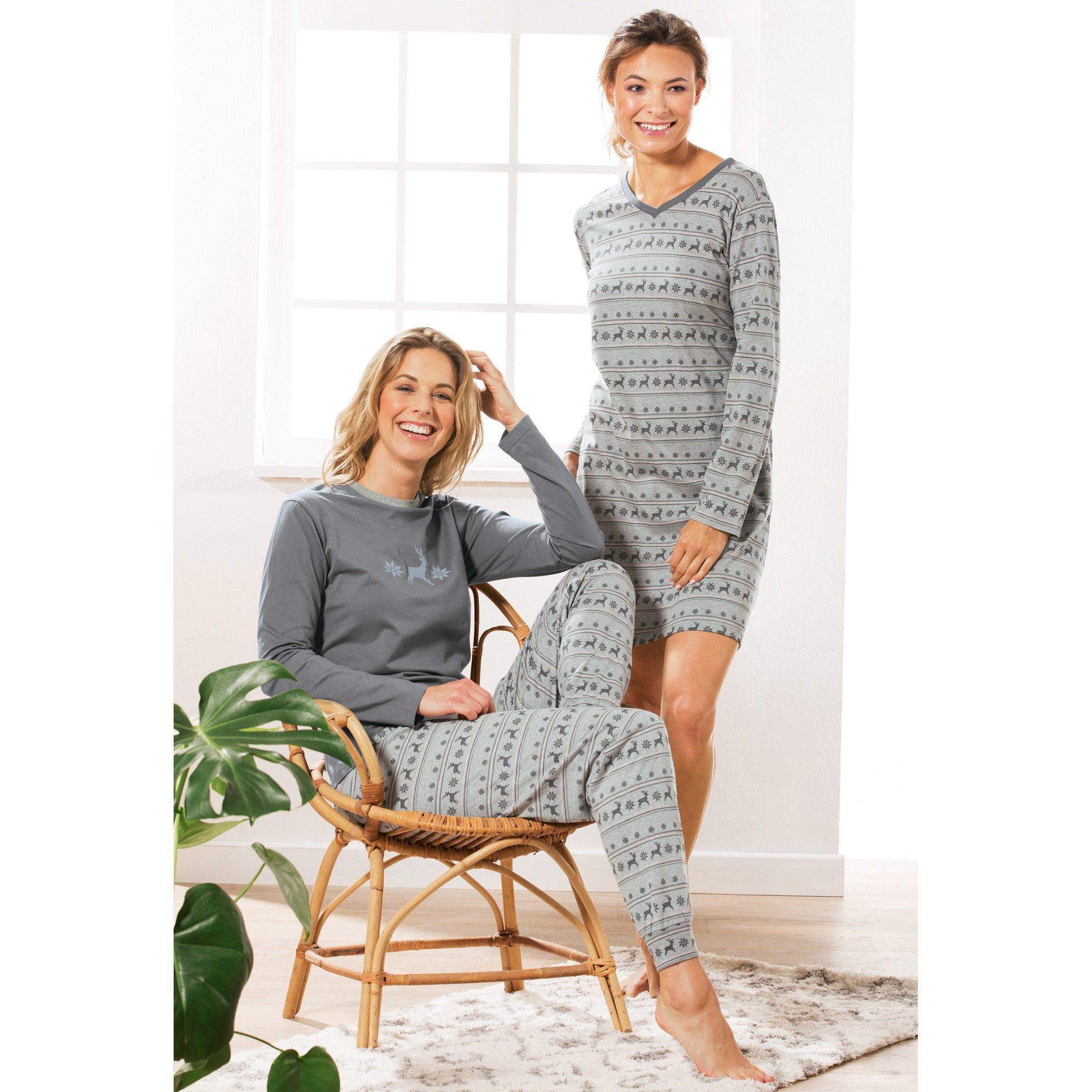 Pyjama REDBEST gemustert Damen-Schlafanzug Single-Jersey