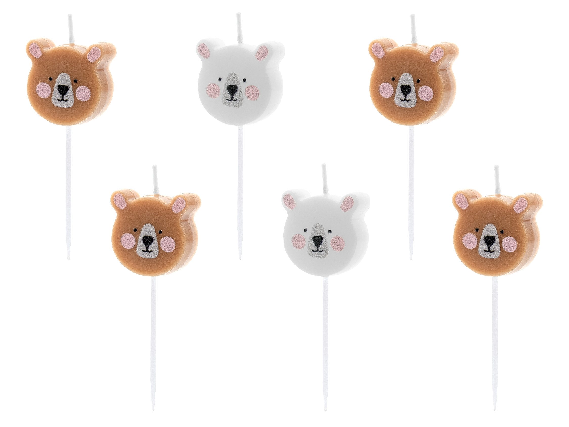 Partystrolche Formkerze Minikerzen am Pick für Kindergeburtstag und Mottoparty (6er Set), Motivkerzen