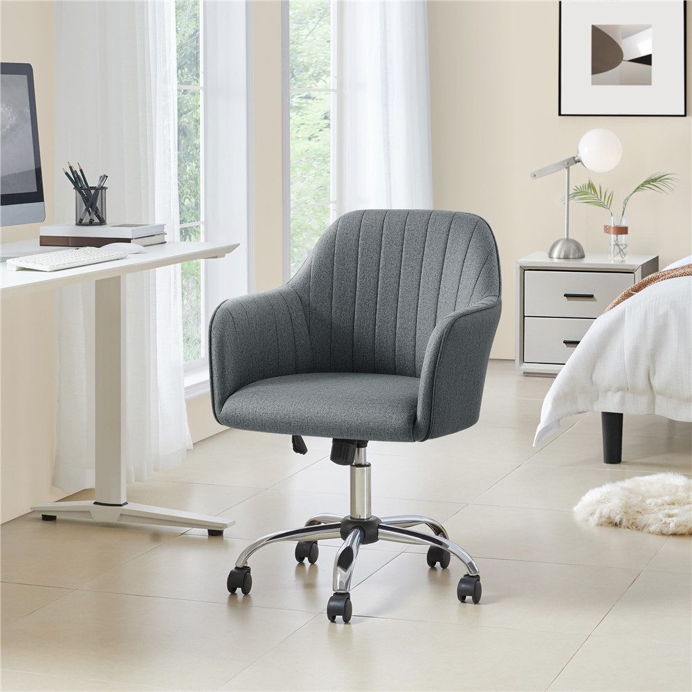 Yaheetech Drehstuhl Bürostuhl auf 5 Rollen Höhenverstellbar & Drehbar, Polsterstuhl ergonomischer Schreibtischstuhl mit Wippfunktion