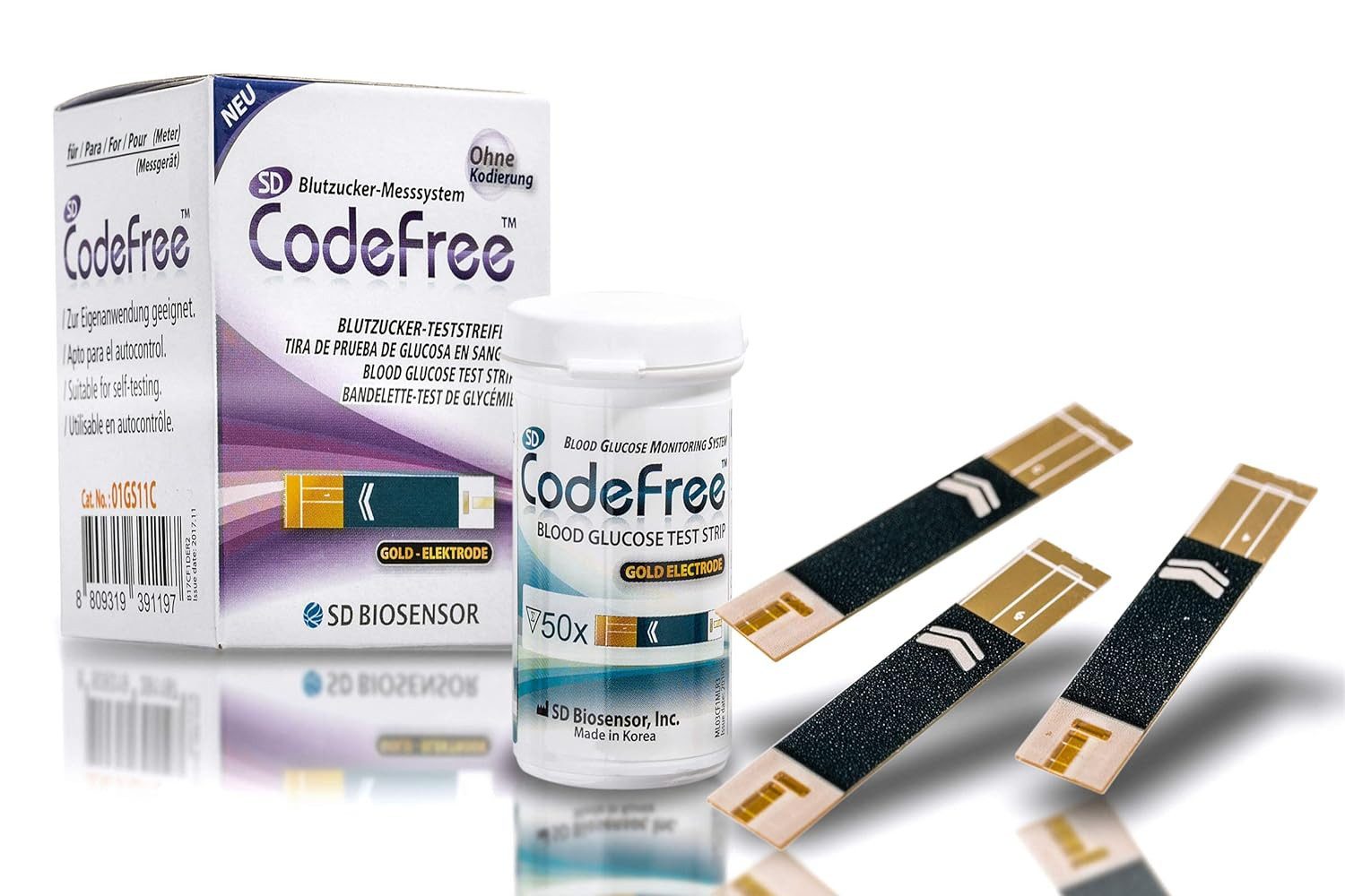 CodeFree Blutzuckermessgerät Set mit 50 Blutzuckerteststreifen - Sparpack