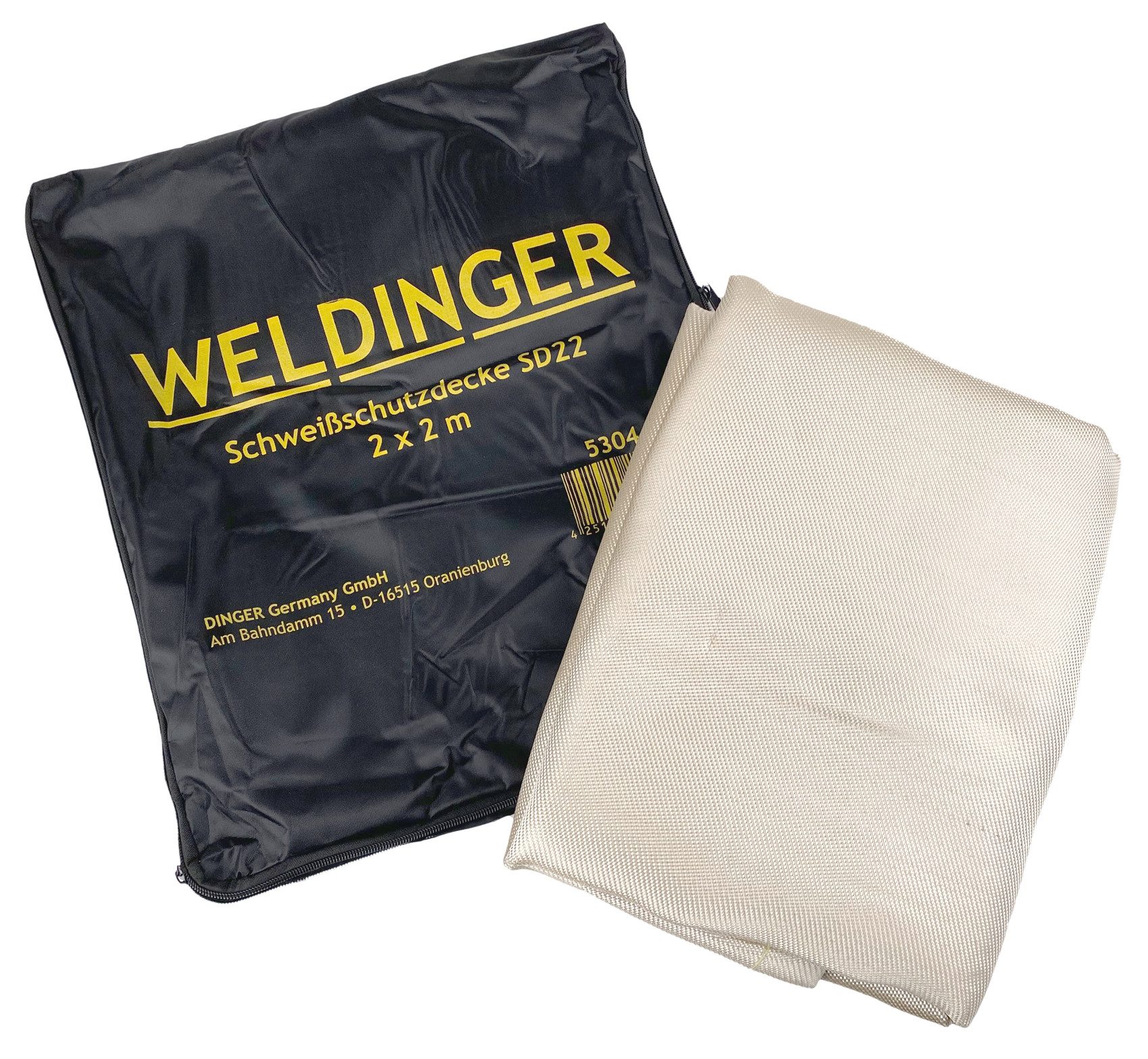 WELDINGER Schweißerschürze Schweißschutzdecke SD22 2x 2 m Fiberglas Schweißermatte bis 550°C, Schutz vor Flammendurchdringung