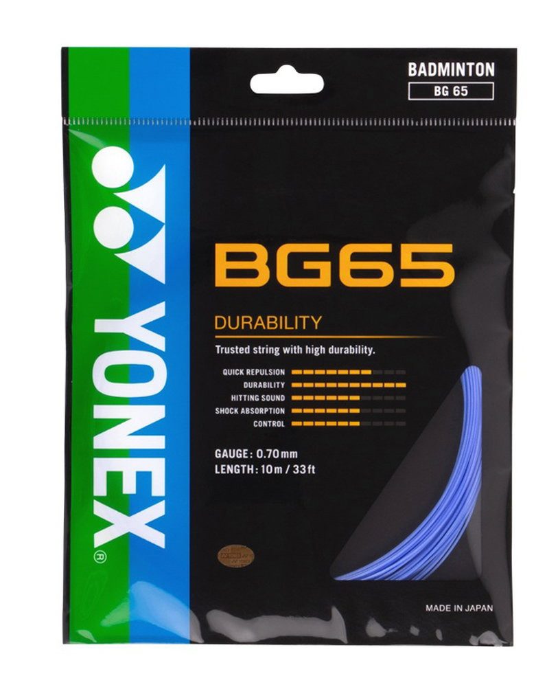 Yonex Badmintonsaite BG65 (Allround+Haltbarkeit) lavender Set 10m, Saitendicke: 0.70