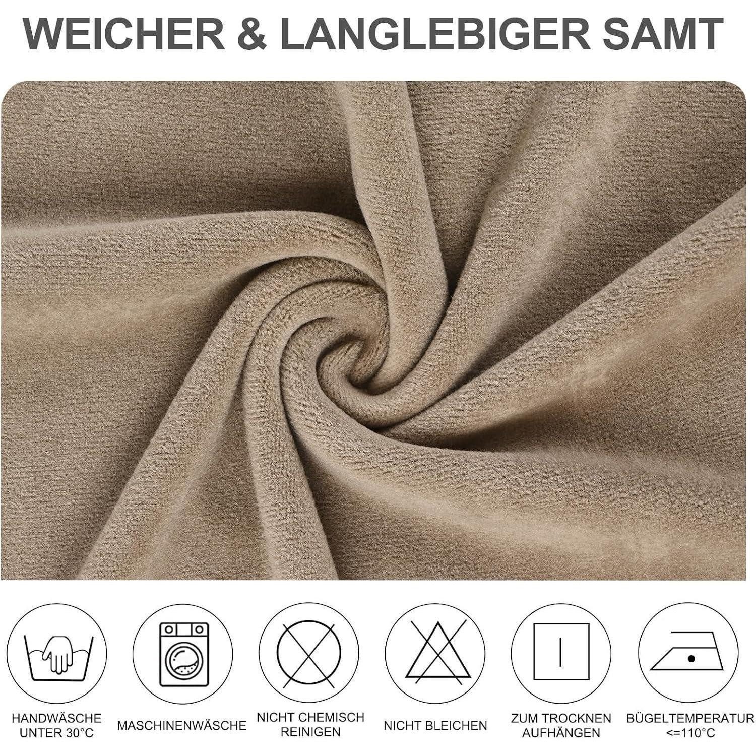 LuxusKollektion Stuhlbezug Stuhlhussen Stretch Samt Waschbar Schwingstuhl 4er Khaki 4 Stück – Bild 4 von 5