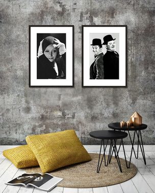artissimo Bild mit Rahmen Bild gerahmt 51x71cm / schwarz-weiß Poster mit Rahmen / Laurel & Hardy, Film-Stars: Laurel & Hardy / Dick und Doof