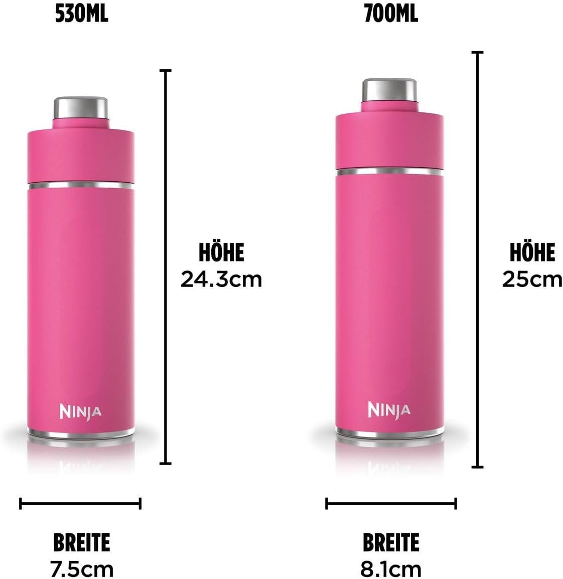 NINJA Thermoflasche Ninja Thirsti Trinkflasche, 530 ml, dreifach isolierter Travel Mug