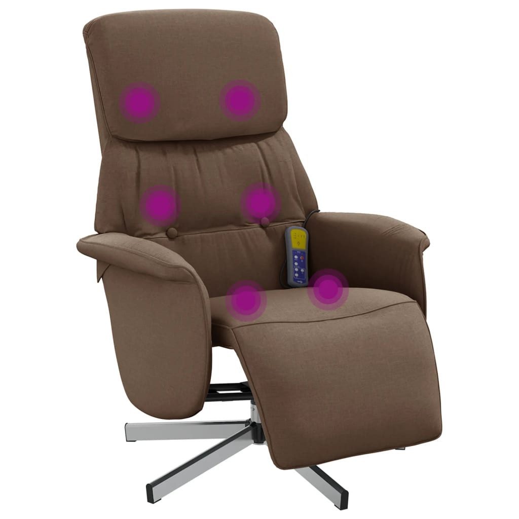 vidaXL Sessel Massagesessel mit Fußteil Braun Stoff (1-St)