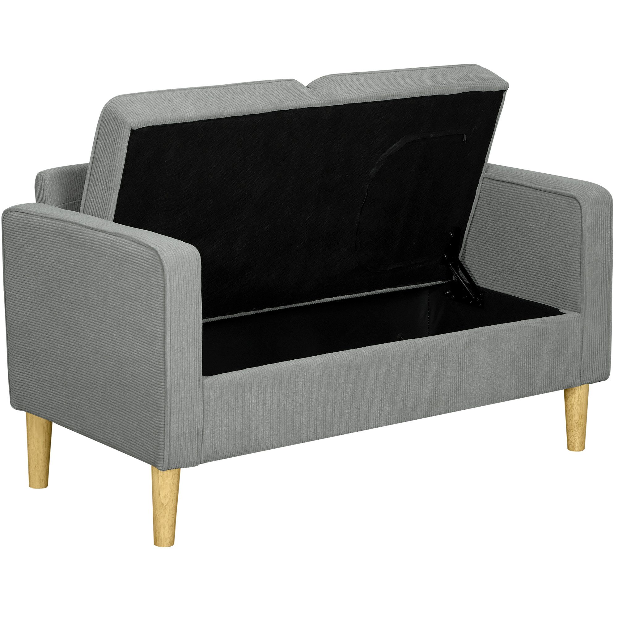 2-Sitzer Sofa klein Couch mit Armlehne, Stauraum