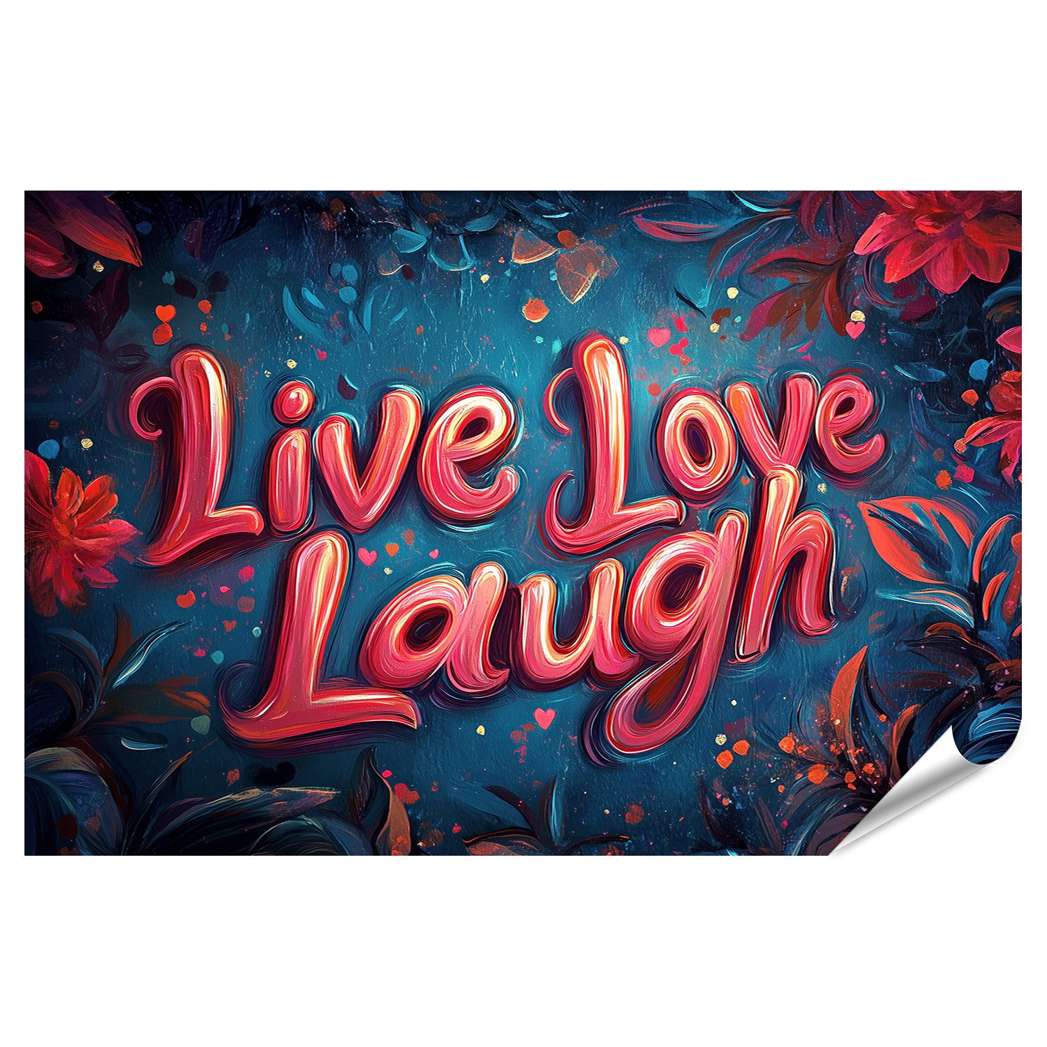 Poster Leben Lieben Lachen buntes Kunstwerk