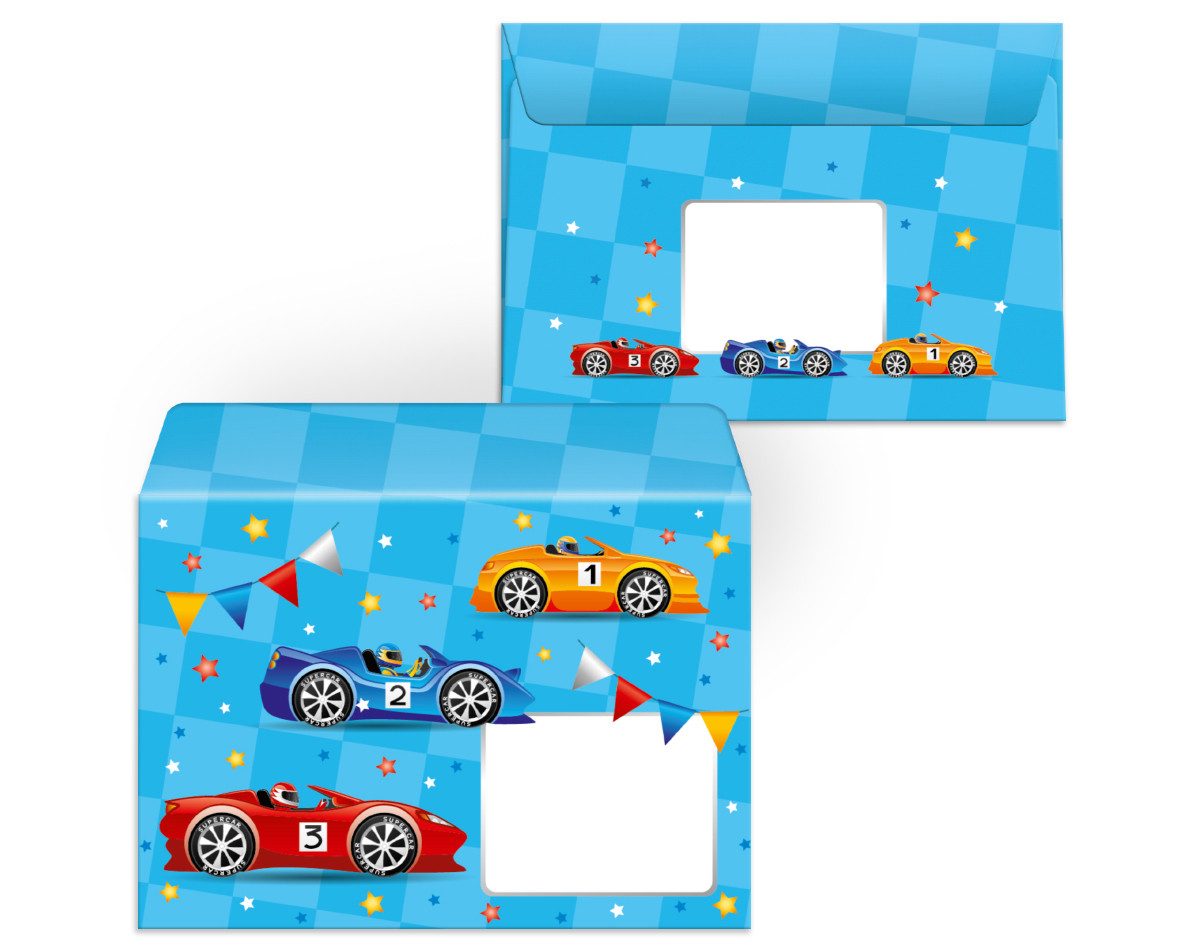 JUNAPACK Einladungskarten Auto zum 5. Kindergeburtstag Jungen Einladungen Rennauto Umschläge, Einladungskarten mit Umschlägen zum 5. Geburtstag Auto – Bild 5 von 5