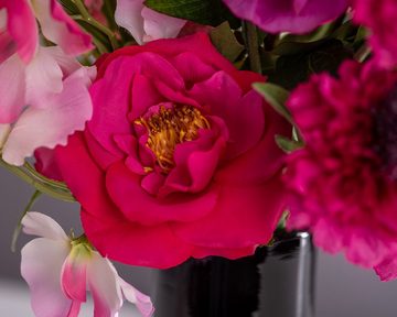 Künstliche Zimmerpflanze Premium Künstlicher Blumenstrauß "Rosenquarz" - Made In Germany - mit Eukalyptus Pfingstrose Rittersporn Löwenmäulchen., Pflanzenglanz, Höhe 80 cm