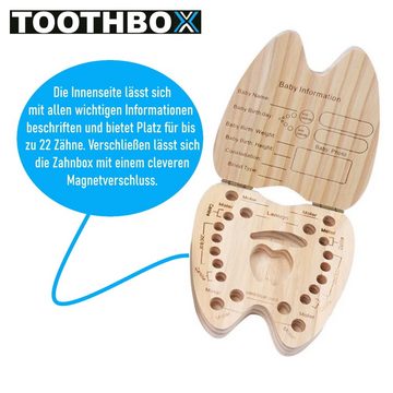 MAVURA Zahndose TOOTHBOX Milchzahndose Milchzahnbox Zahnbox Holzbox, Mädchen Junge Erinnerungsbox Baby Geschenk