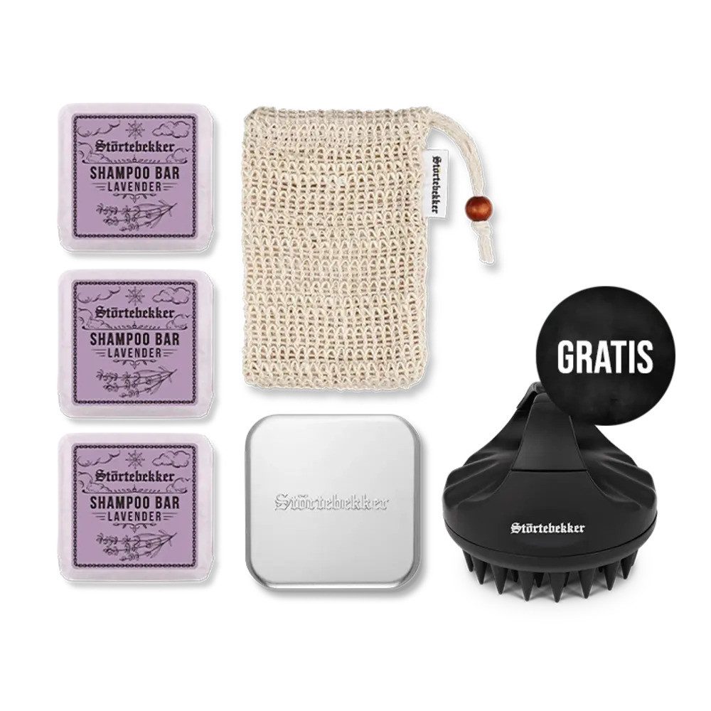 Störtebekker Festes Haarshampoo x 3 - Duschset Hair inkl. GRATIS Scalp Brush