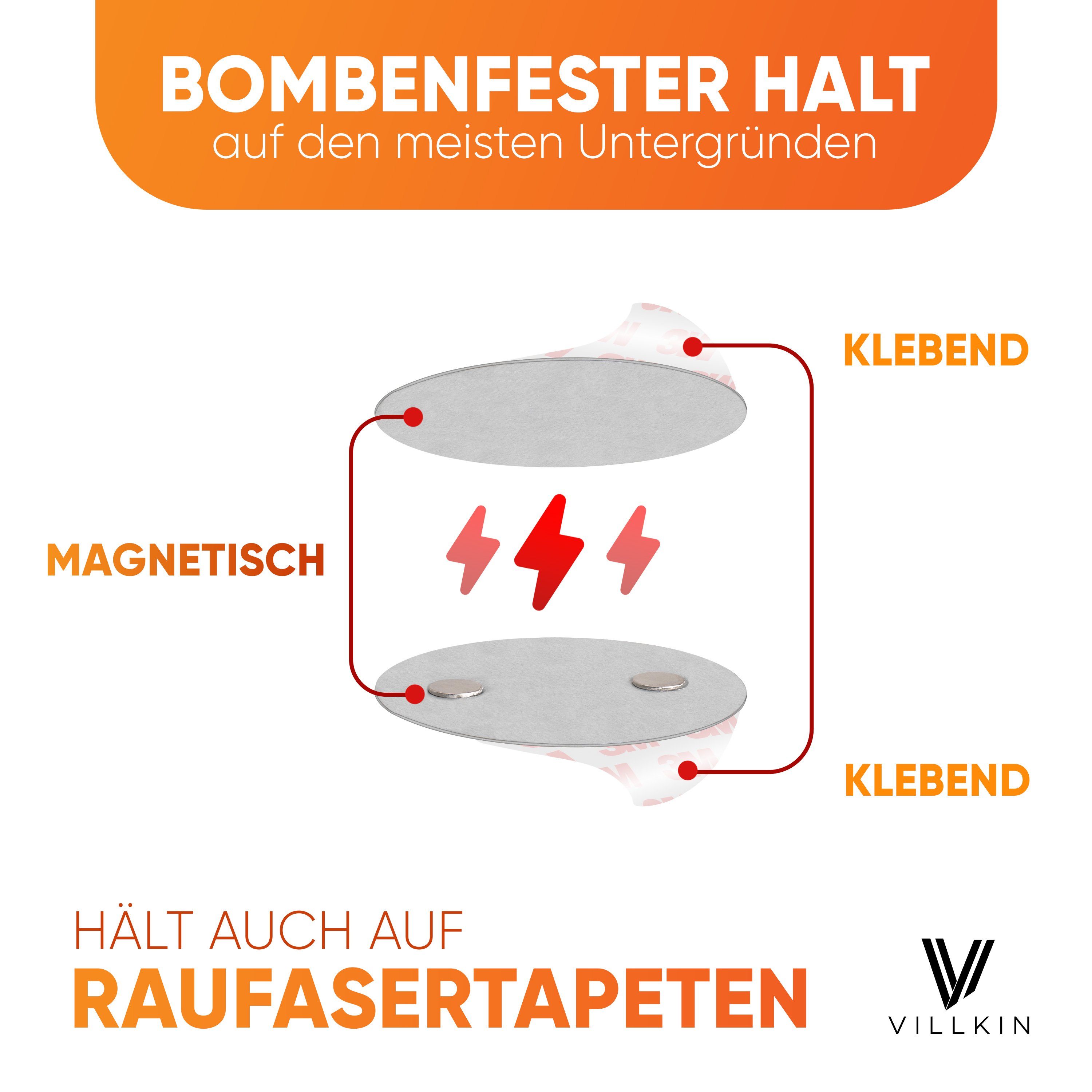 Villkin Magnethalter Rauchmelderhalterung, Magnetbefestigung, Magnethalterung (10-St), klebend, einfache Montage, magnetisch, überstreichbar – Bild 4 von 5