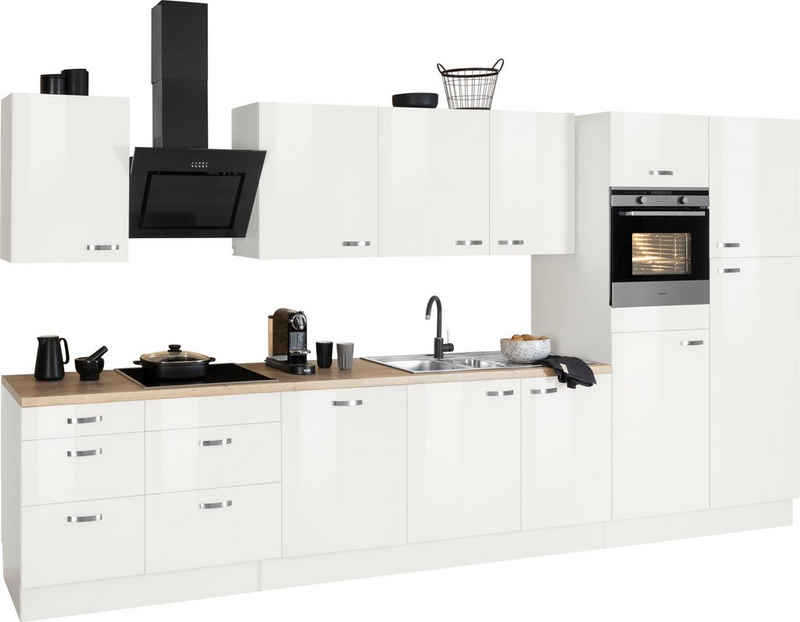 OPTIFIT Küchenzeile Cara, 400 cm breit, Elektrogeräte der Marke HANSEATIC, Soft-Close-Funktion